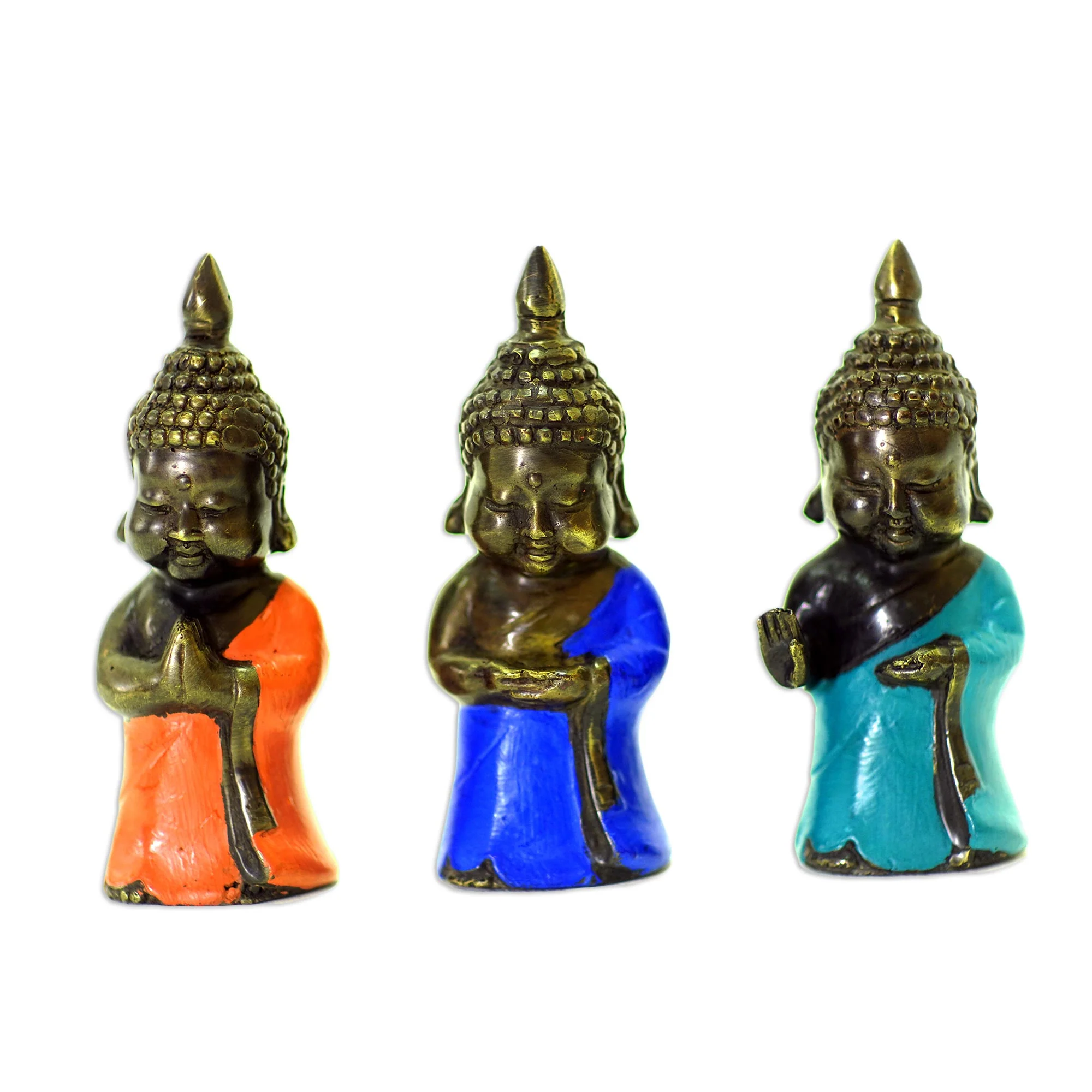 Buddha Blessings Small Bronze Buddha Figurines (Set of 3) - Image 2