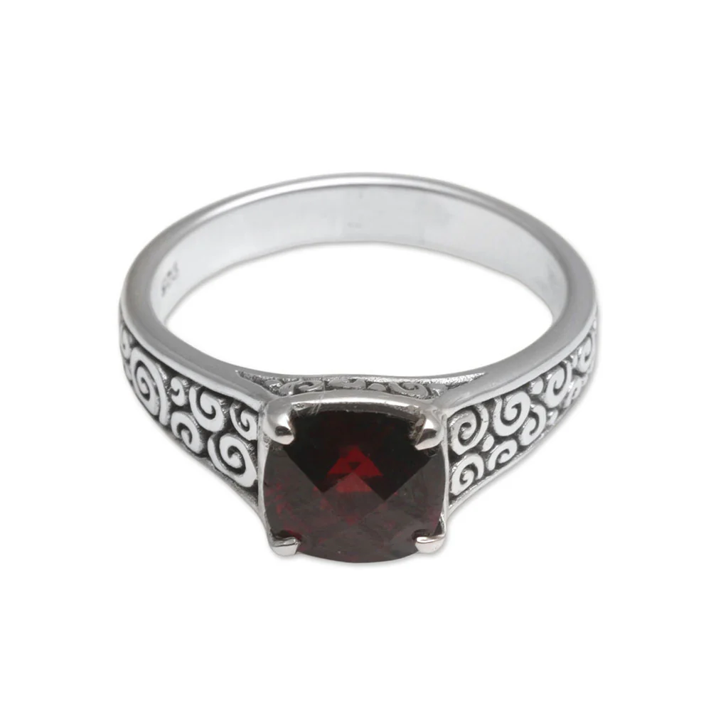 Buddha Sparkle Garnet Sterling Silver Ring - Image 2