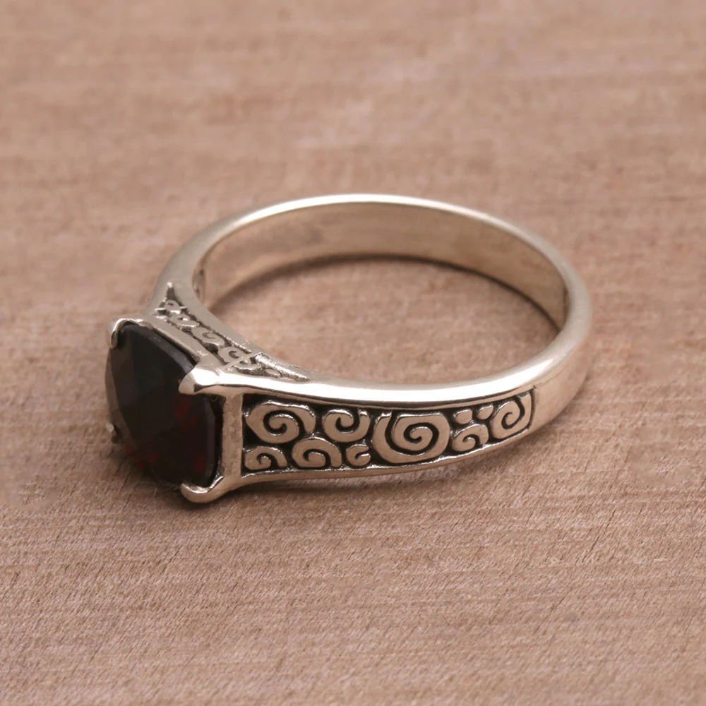 Buddha Sparkle Garnet Sterling Silver Ring - Image 5