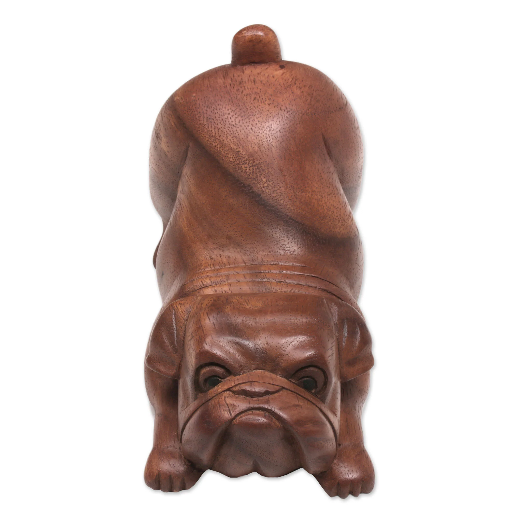 Bulldog Artisan Handcrafted Suar Wood Bulldog Sculpture from Bali - Image 4