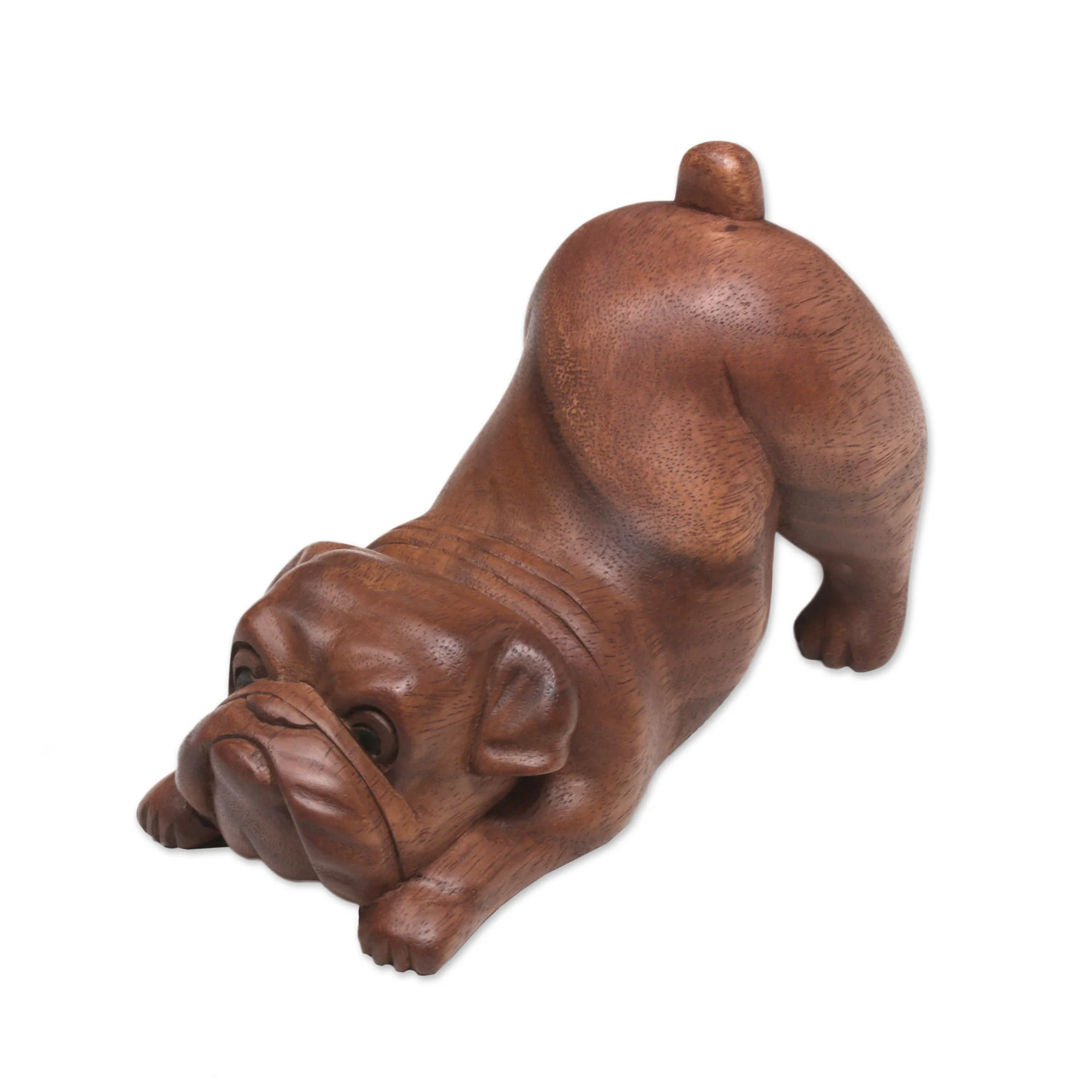 Bulldog Artisan Handcrafted Suar Wood Bulldog Sculpture from Bali - Image 5
