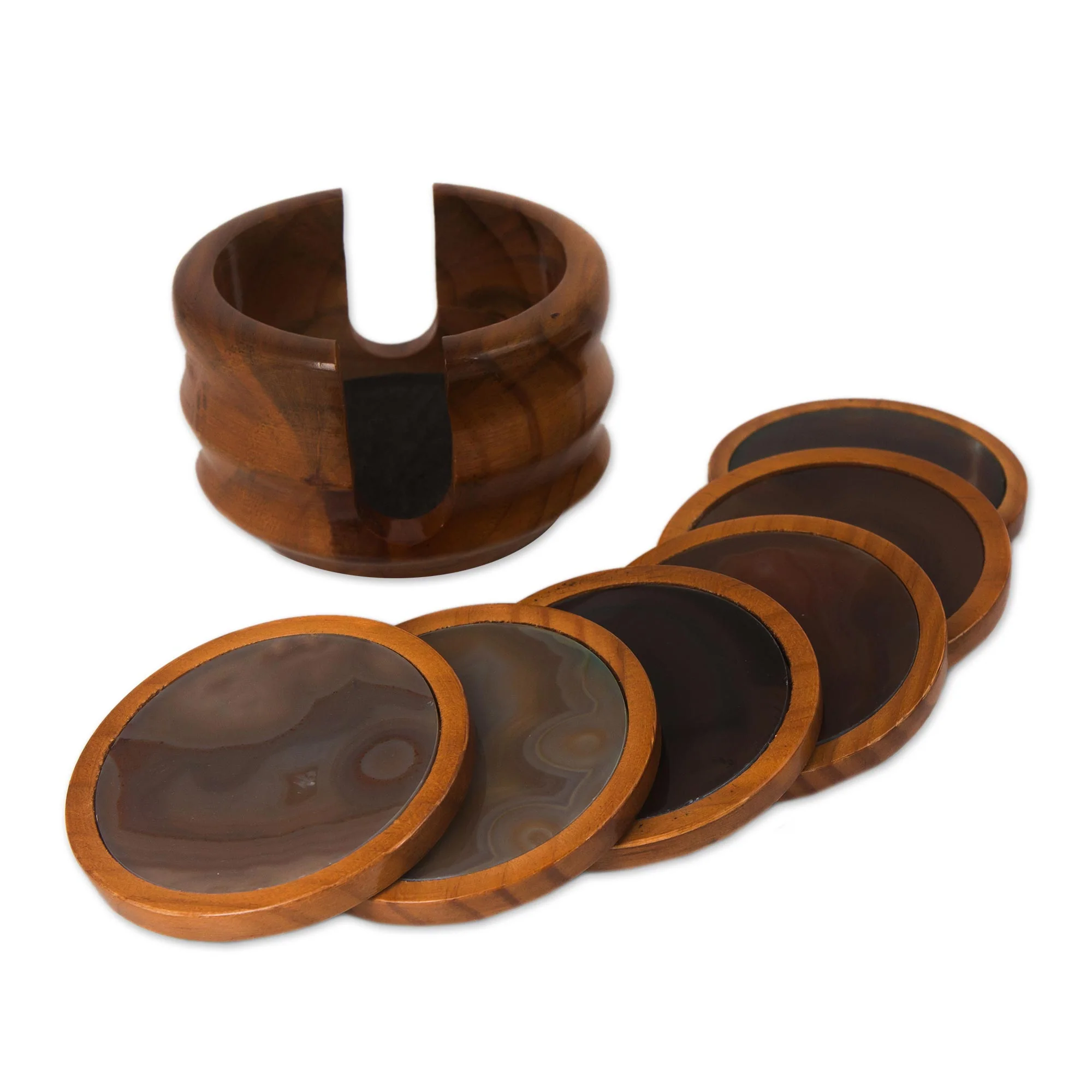 Burning Mist Cedar Wood & Agate Coasters - Image 4