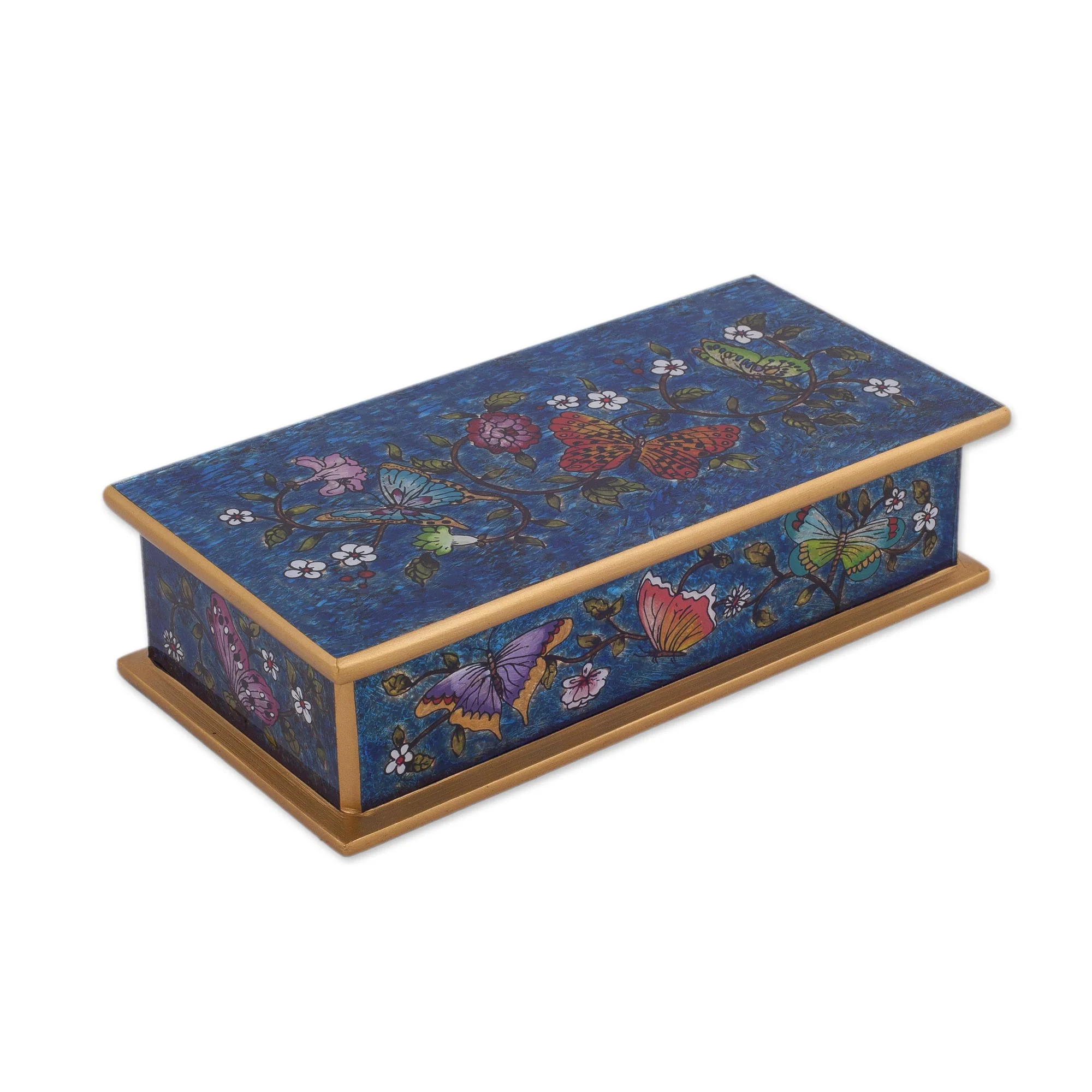 Butterfly Jubilee In Cyan Hand Carved Box - Image 4