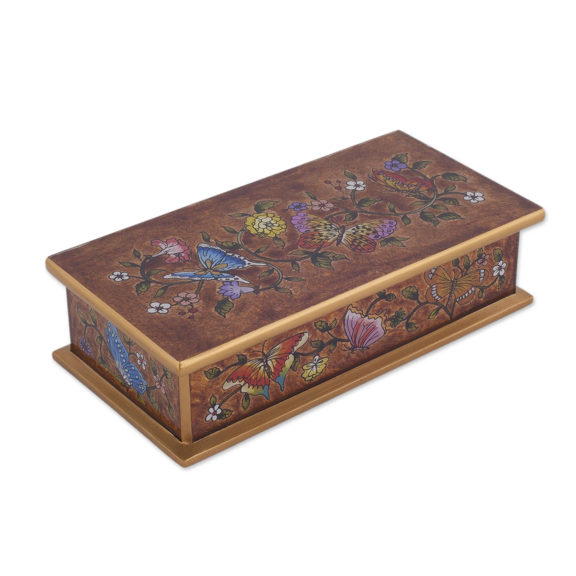 Butterfly Jubilee In Sepia Glass & Wood Box - Image 2