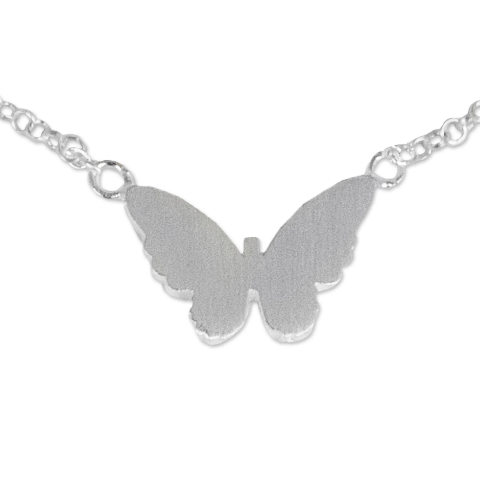 Butterfly Silhouette Thai Artisan Crafted Sterling Silver Butterfly Theme Anklet - Image 2