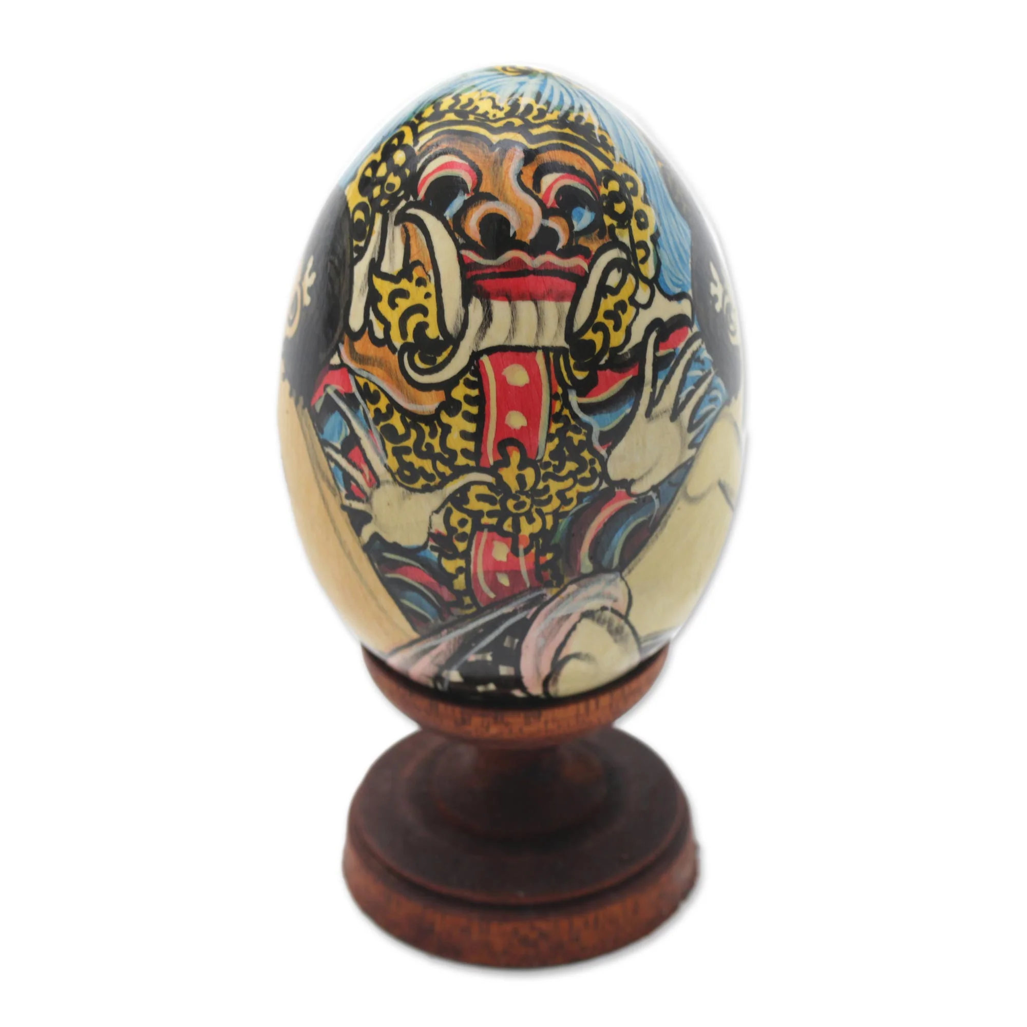 Calon Arang Egg-Shaped Albesia Wood Witch Sculpture from Bali - Image 5