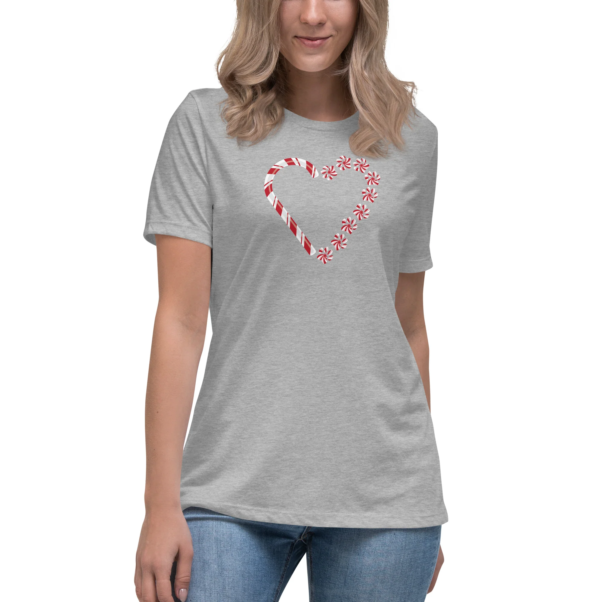 Candy Cane Heart Women's Relaxed T-Shirt - Image 2