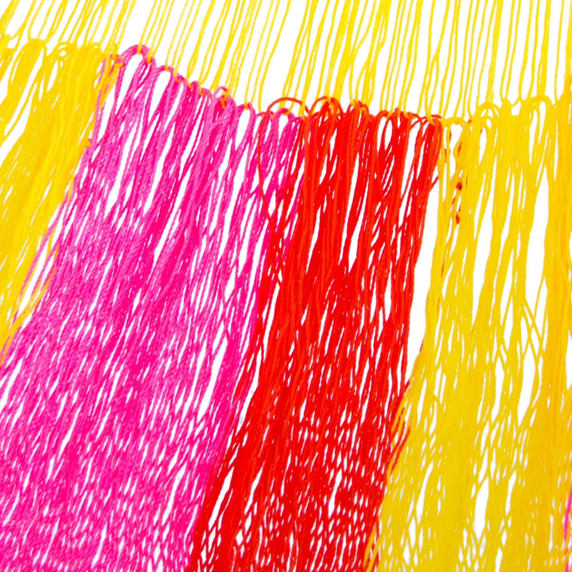 Candy Delight Hand Woven Nylon Pink Yellow Hammock (Single) from Mexico - Image 3