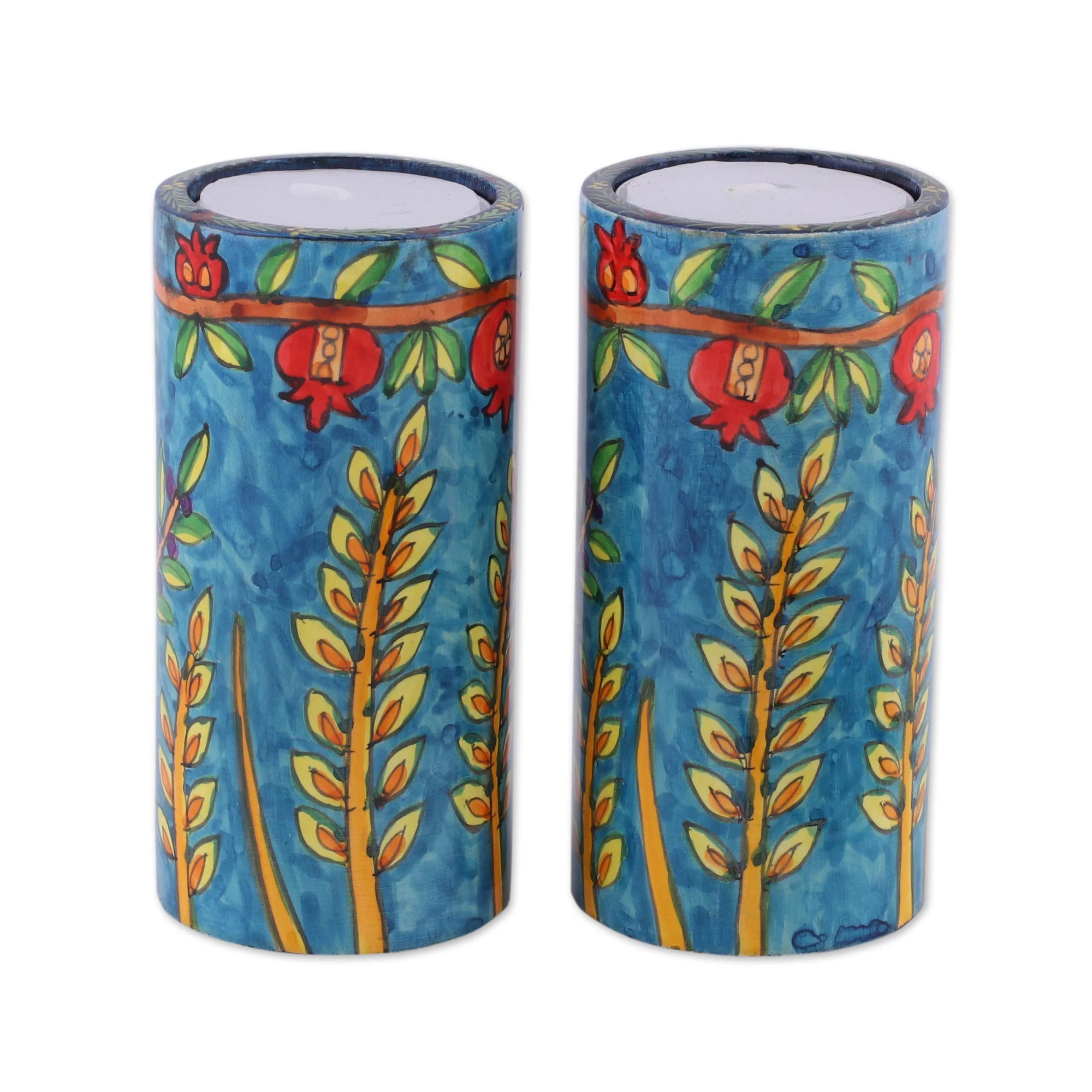 Canopy Beauty Two Nature-Themed Wood Tealight Holders from India - Image 2