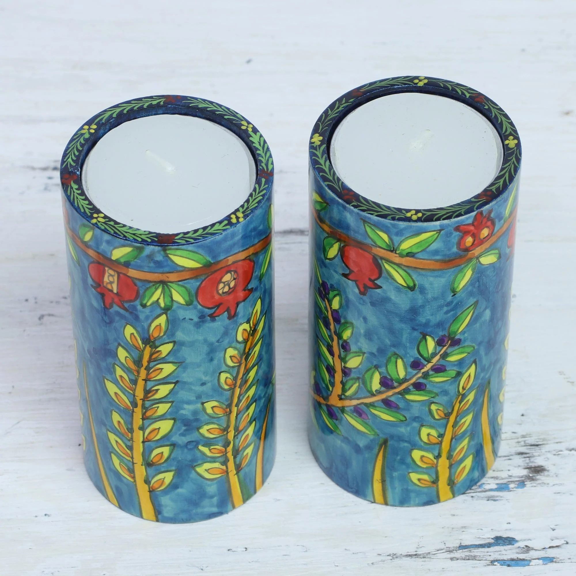 Canopy Beauty Two Nature-Themed Wood Tealight Holders from India - Image 3