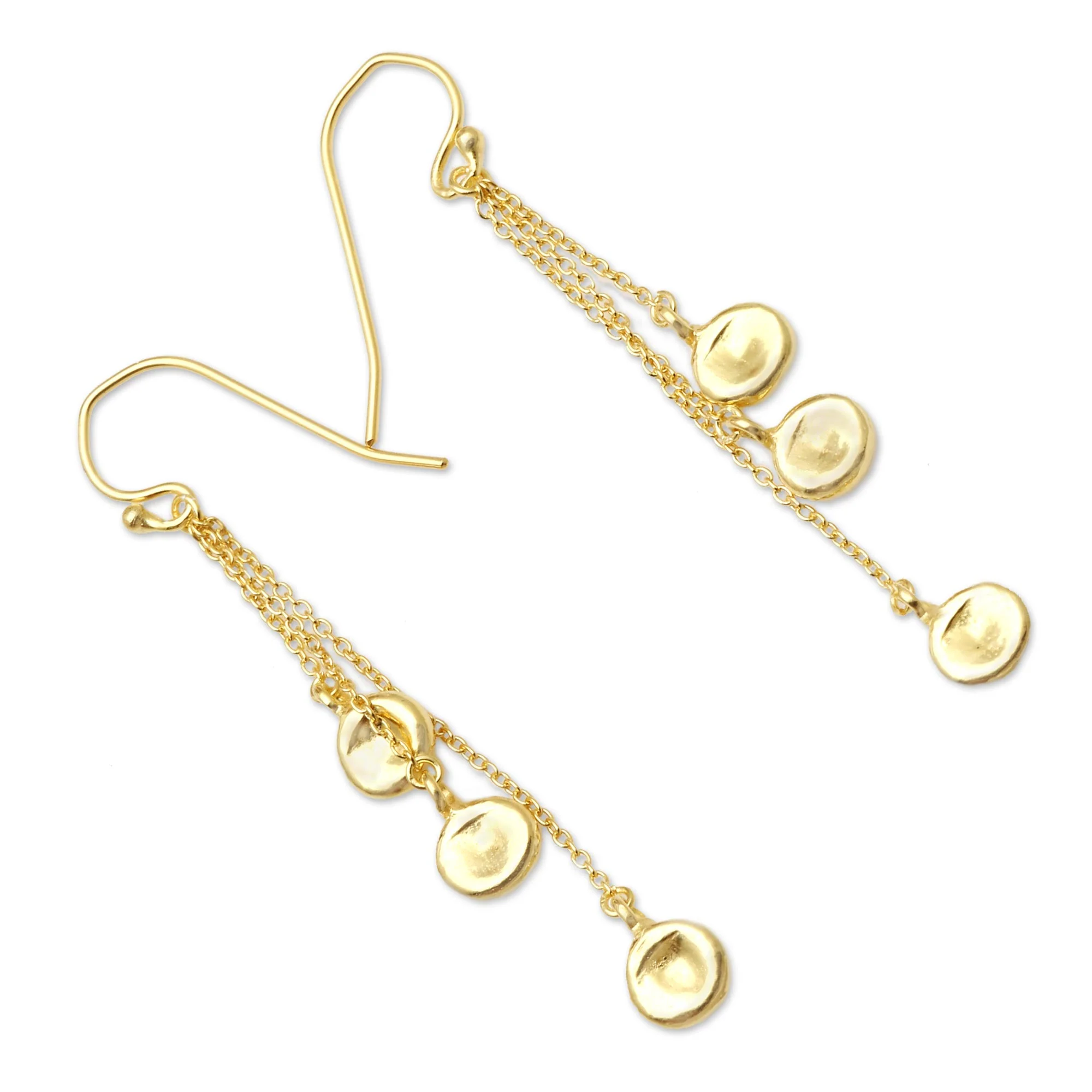 Cantaloupe Fruit Hand Crafted Gold-Plated Dangle Earrings - Image 3