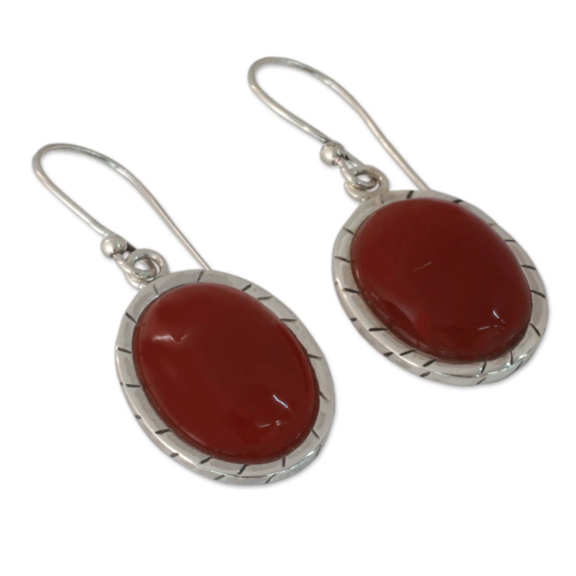 Captivating Sunset Carnelian & Silver Dangle Earrings - Image 3