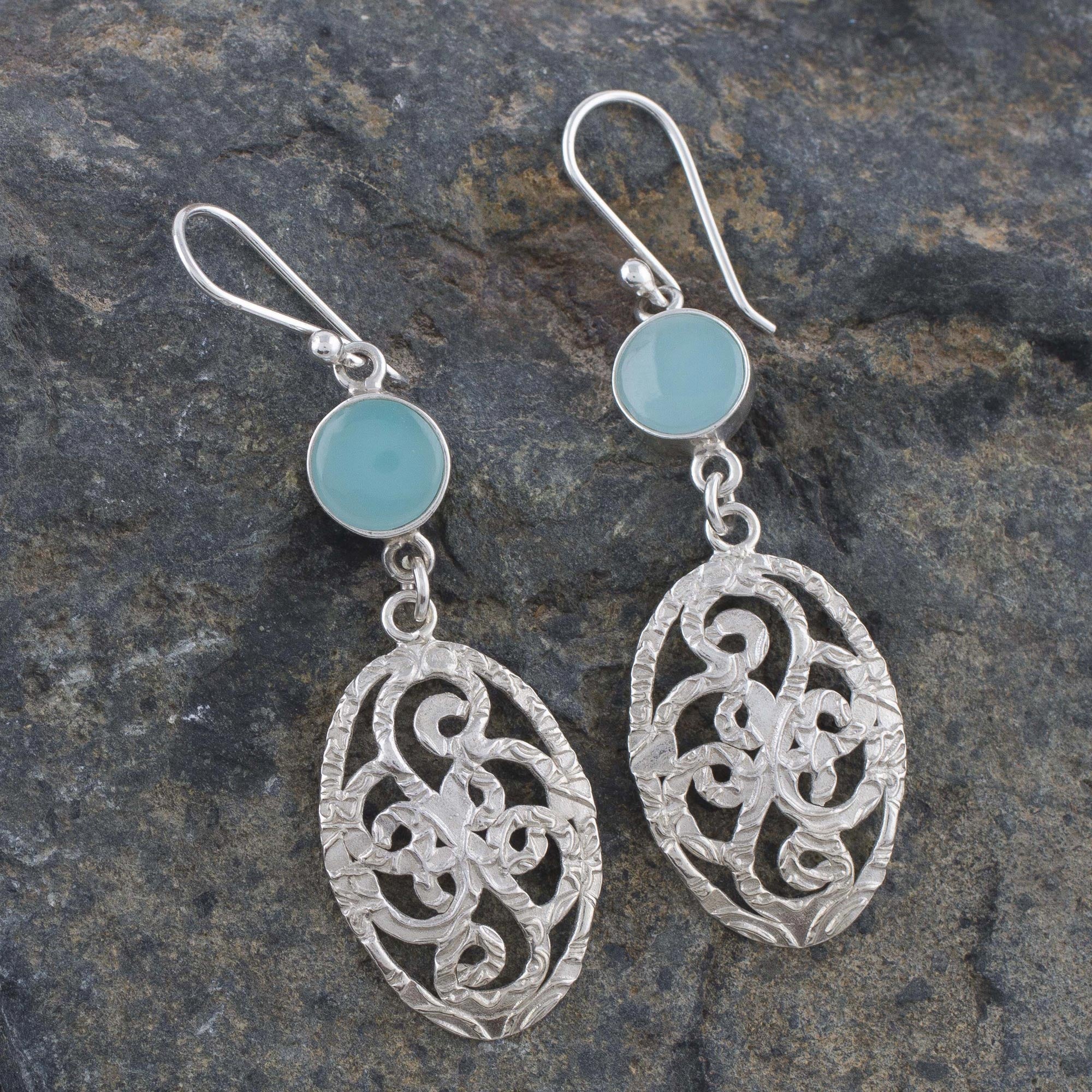 Capture Nature Opal and Sterling Silver Dangle Earrings from Thailand - Image 3