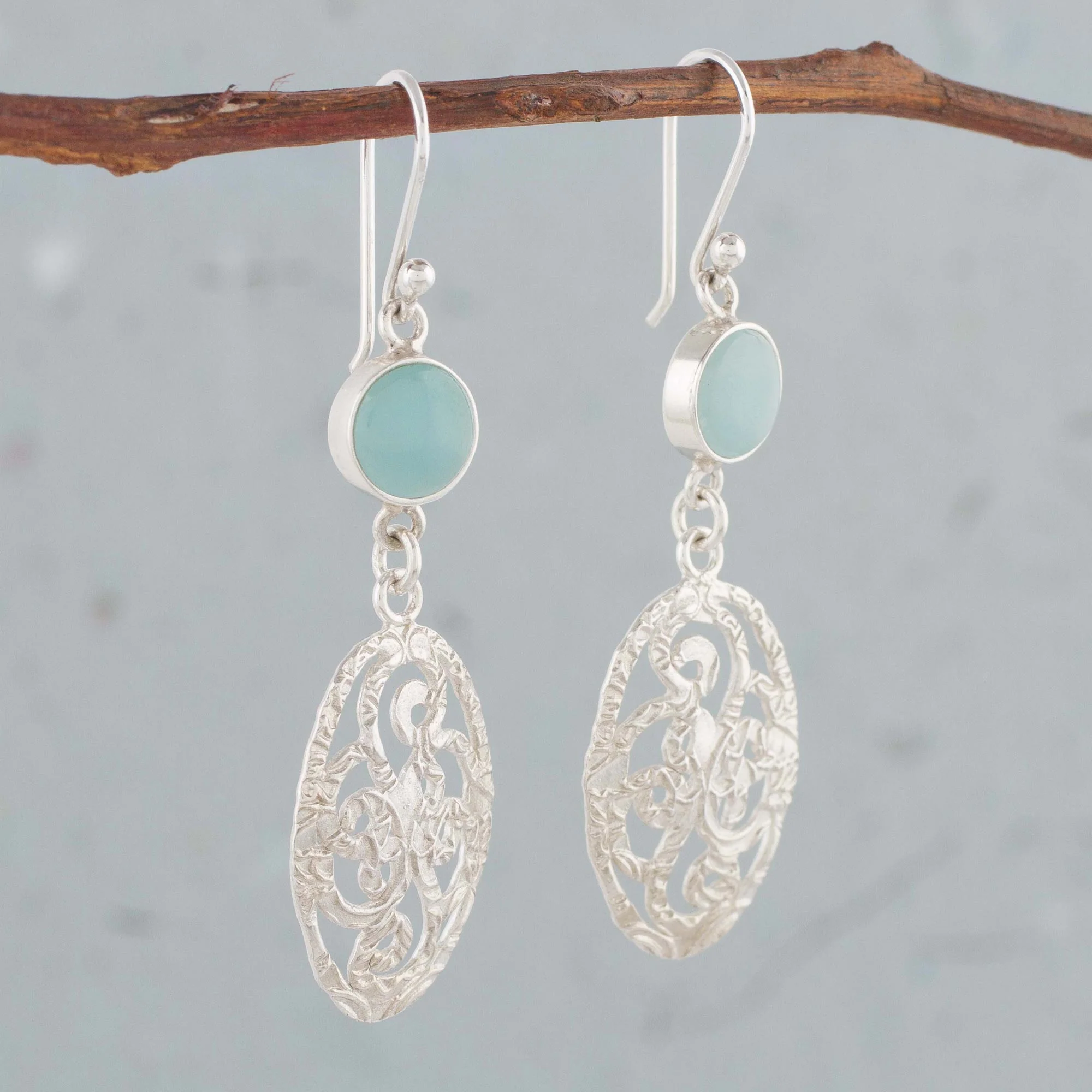 Capture Nature Opal and Sterling Silver Dangle Earrings from Thailand - Image 4