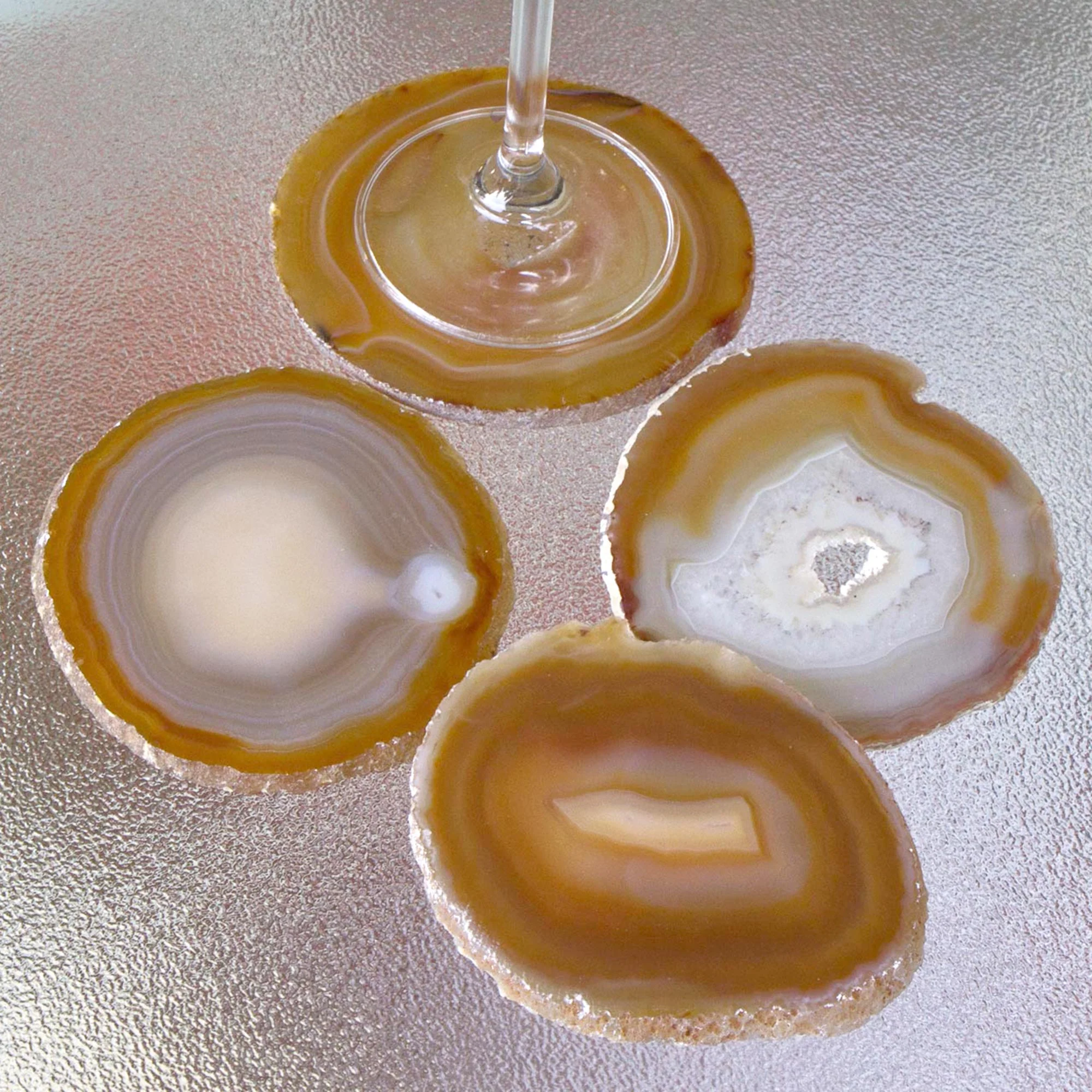 Caramel Crystals Natural Color Brown Agate Coasters (Set of 4) from Brazil - Image 3