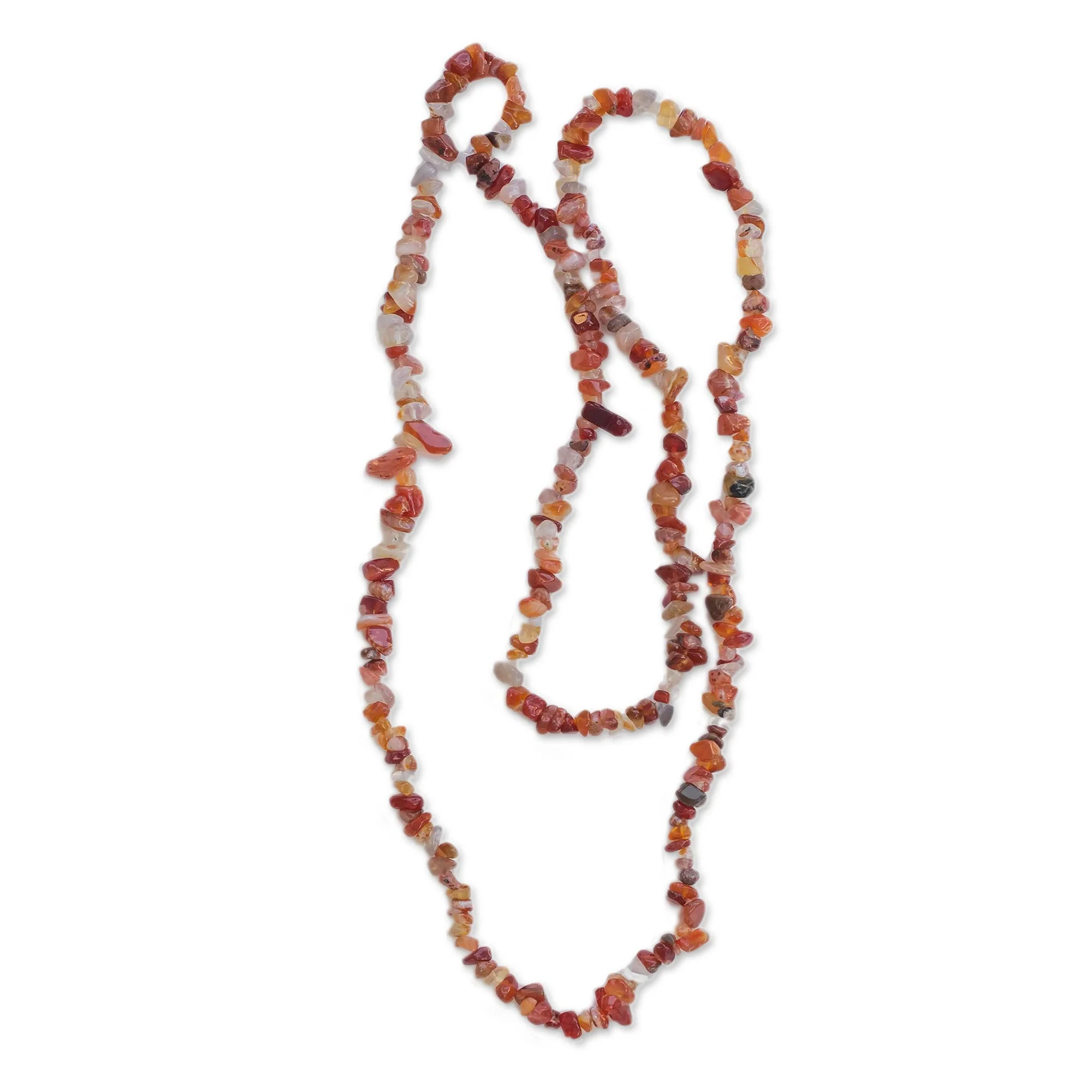 Caramel Wonder Long Agate Beaded Necklace Crafted in Brazil - Image 5