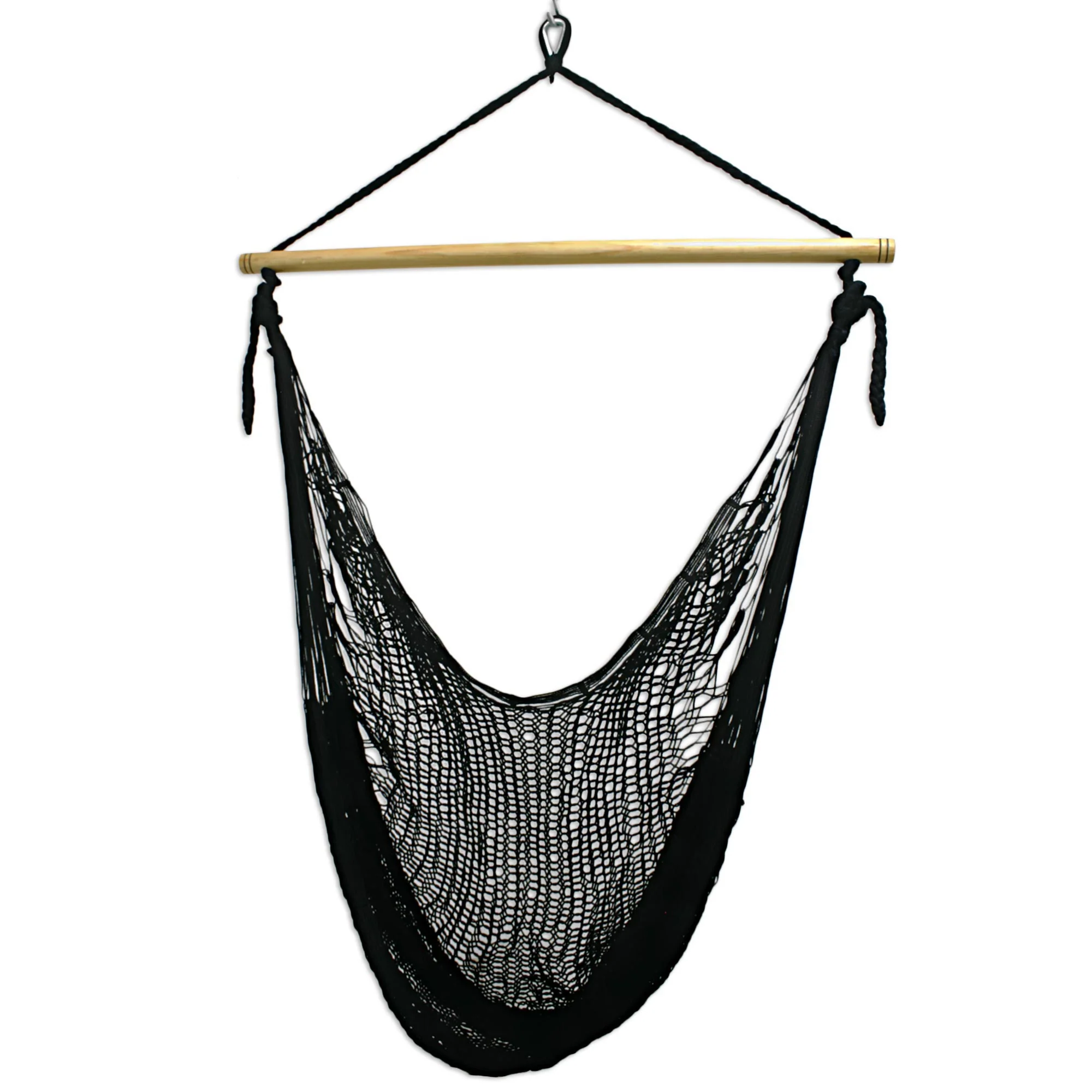 Caribbean Nights Black Nylon Hammock Swing Chair Handmade in Mexico - Image 2