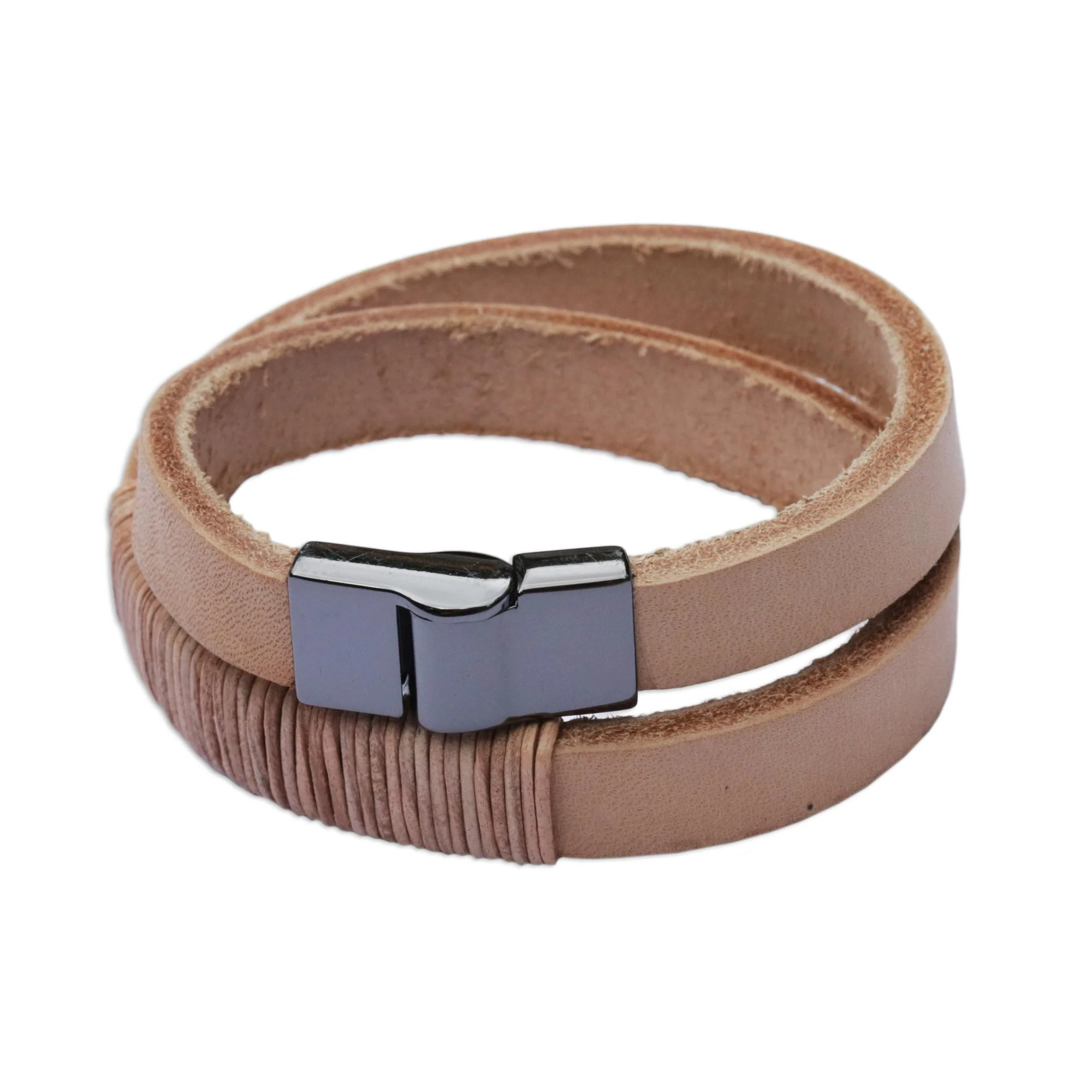 Carioca Chic Wrap Bracelet in Buff-Colored Leather - Image 2