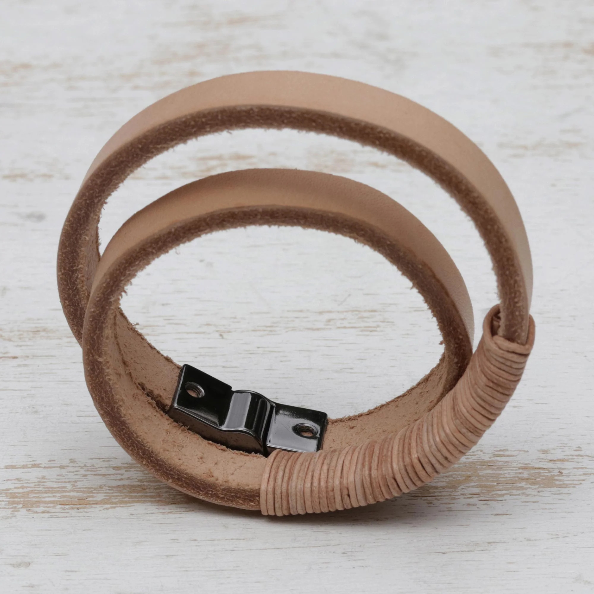 Carioca Chic Wrap Bracelet in Buff-Colored Leather - Image 5