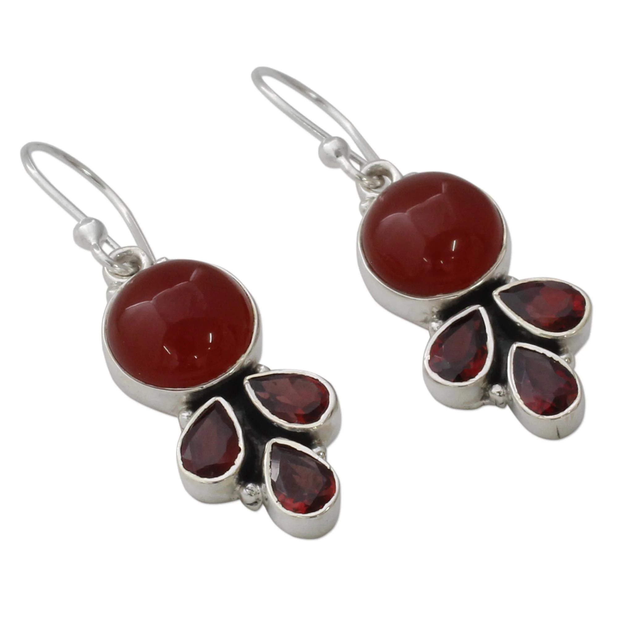 Carnelian & Garnet Dangle Earrings - Image 3