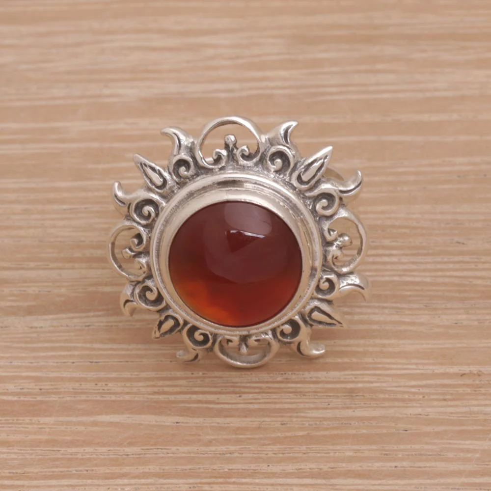 Carnelian Sterling Silver Sun Cocktail Ring - Image 3