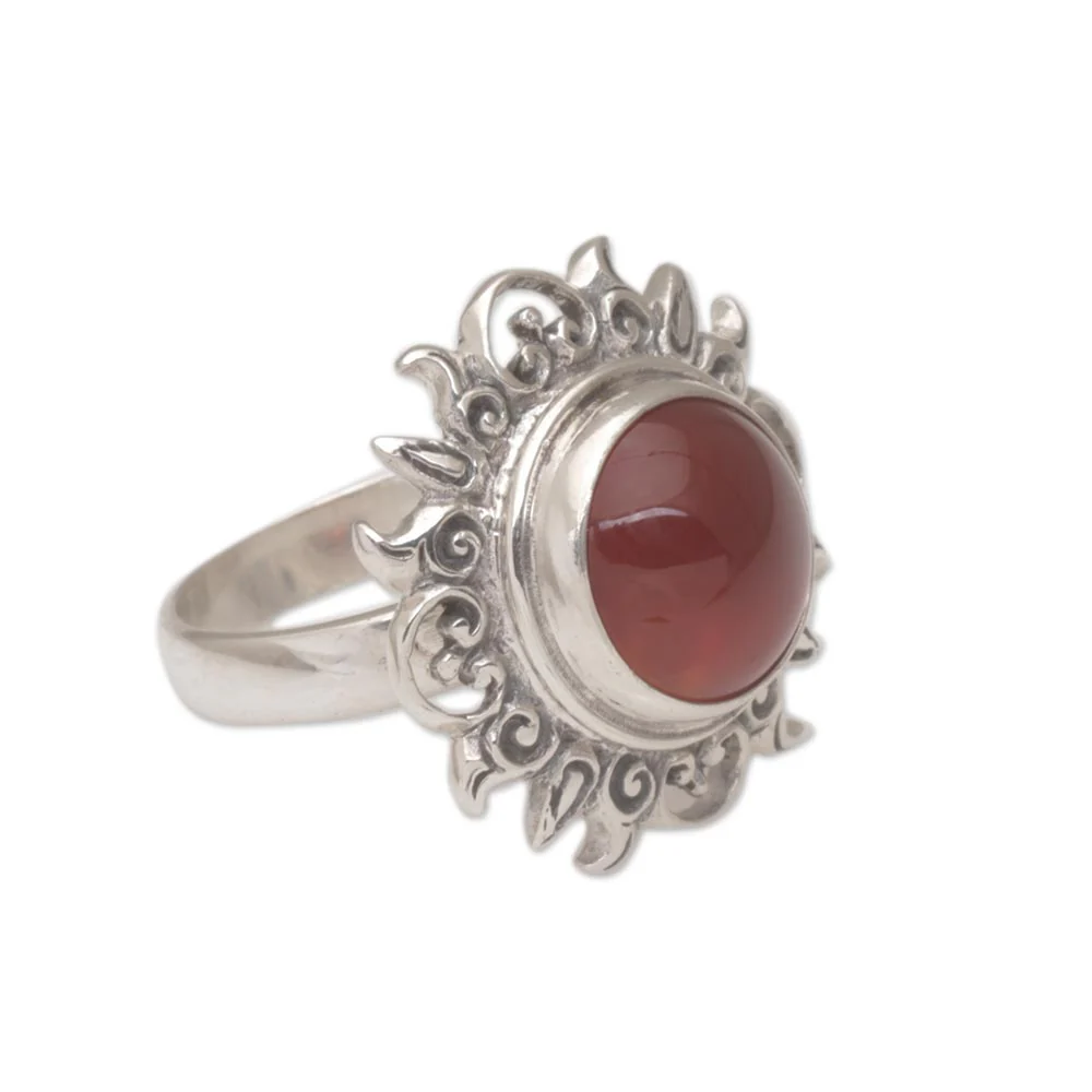 Carnelian Sterling Silver Sun Cocktail Ring - Image 4