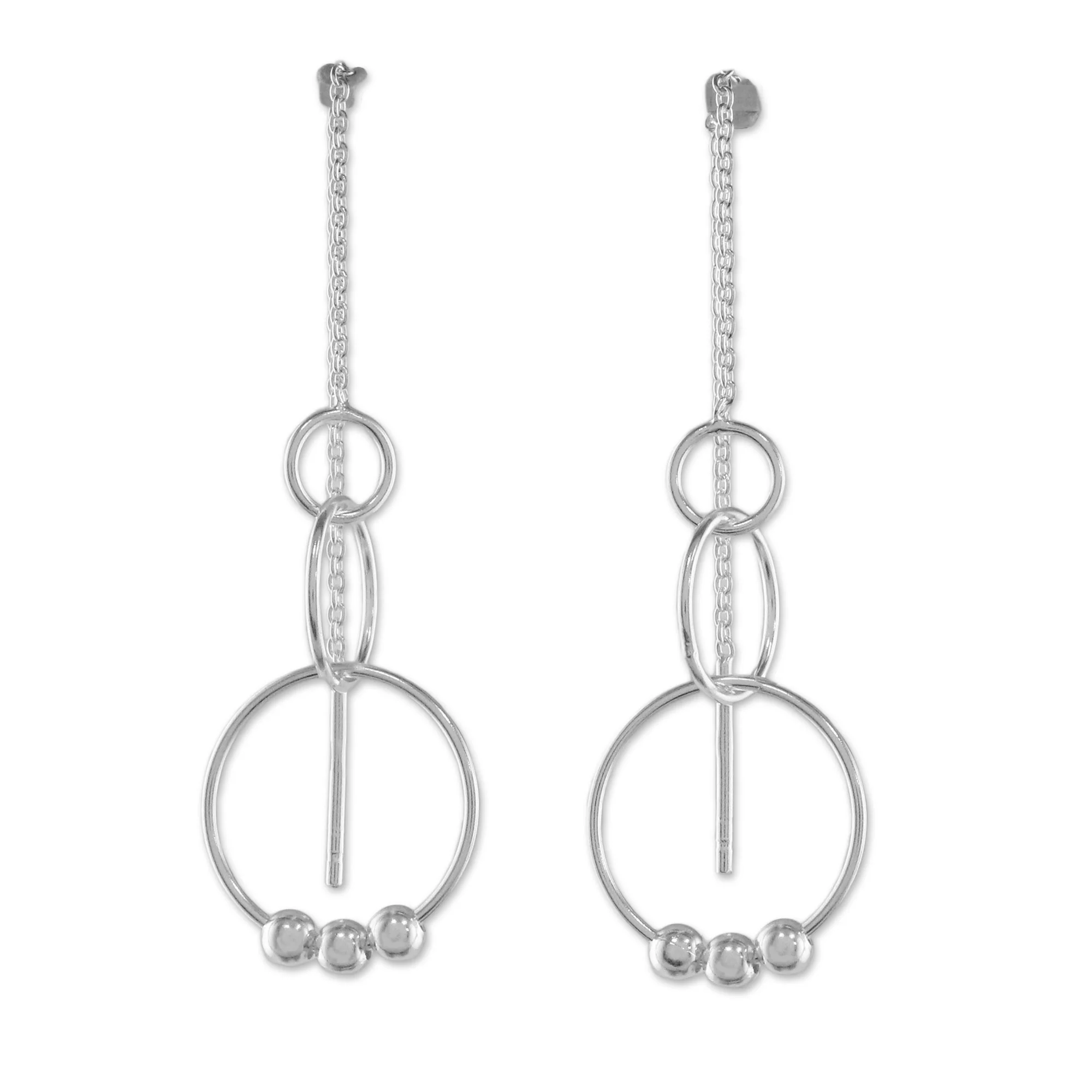 Cascading Circles Sterling Silver Cascading Circles Threader Earrings - Image 2