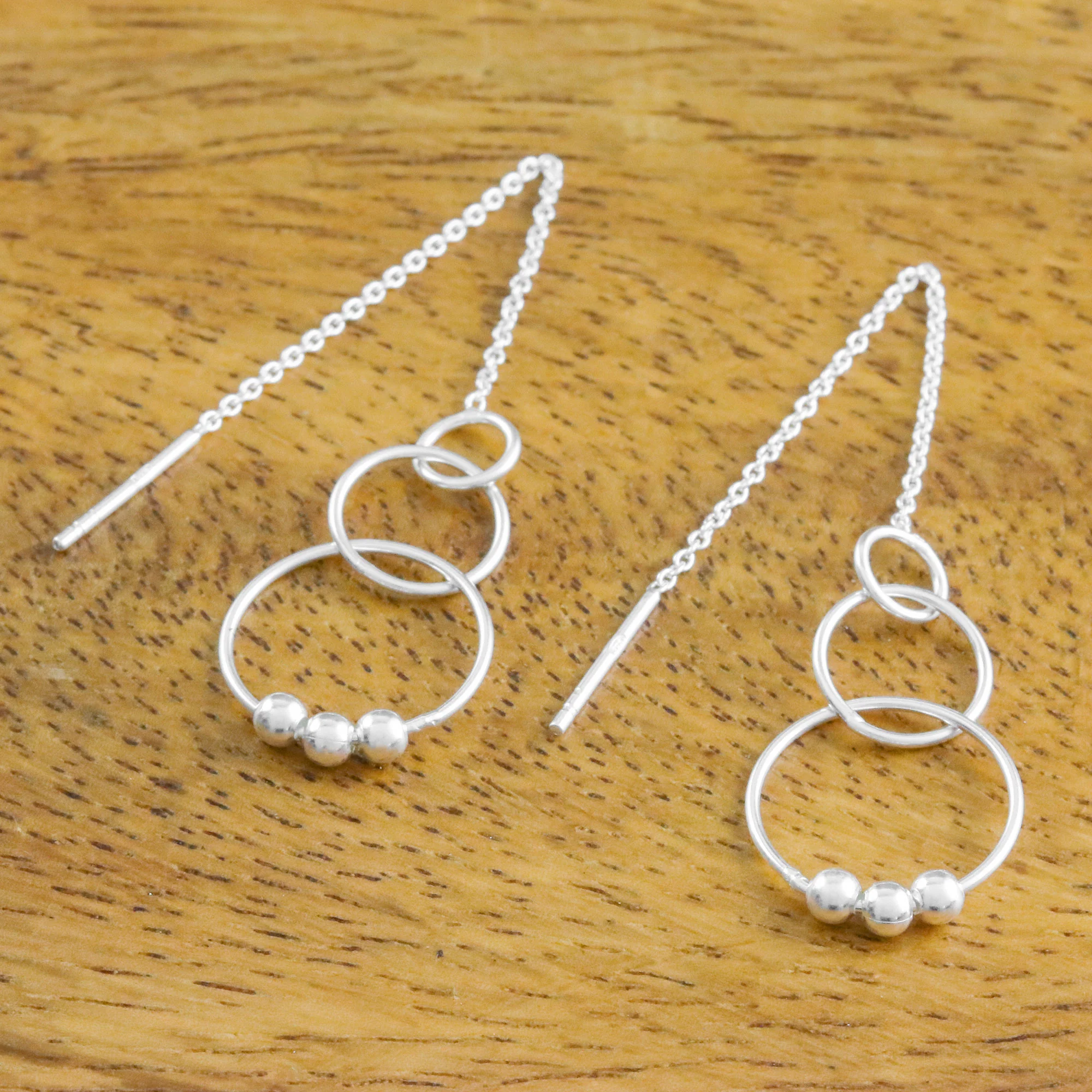 Cascading Circles Sterling Silver Cascading Circles Threader Earrings - Image 3