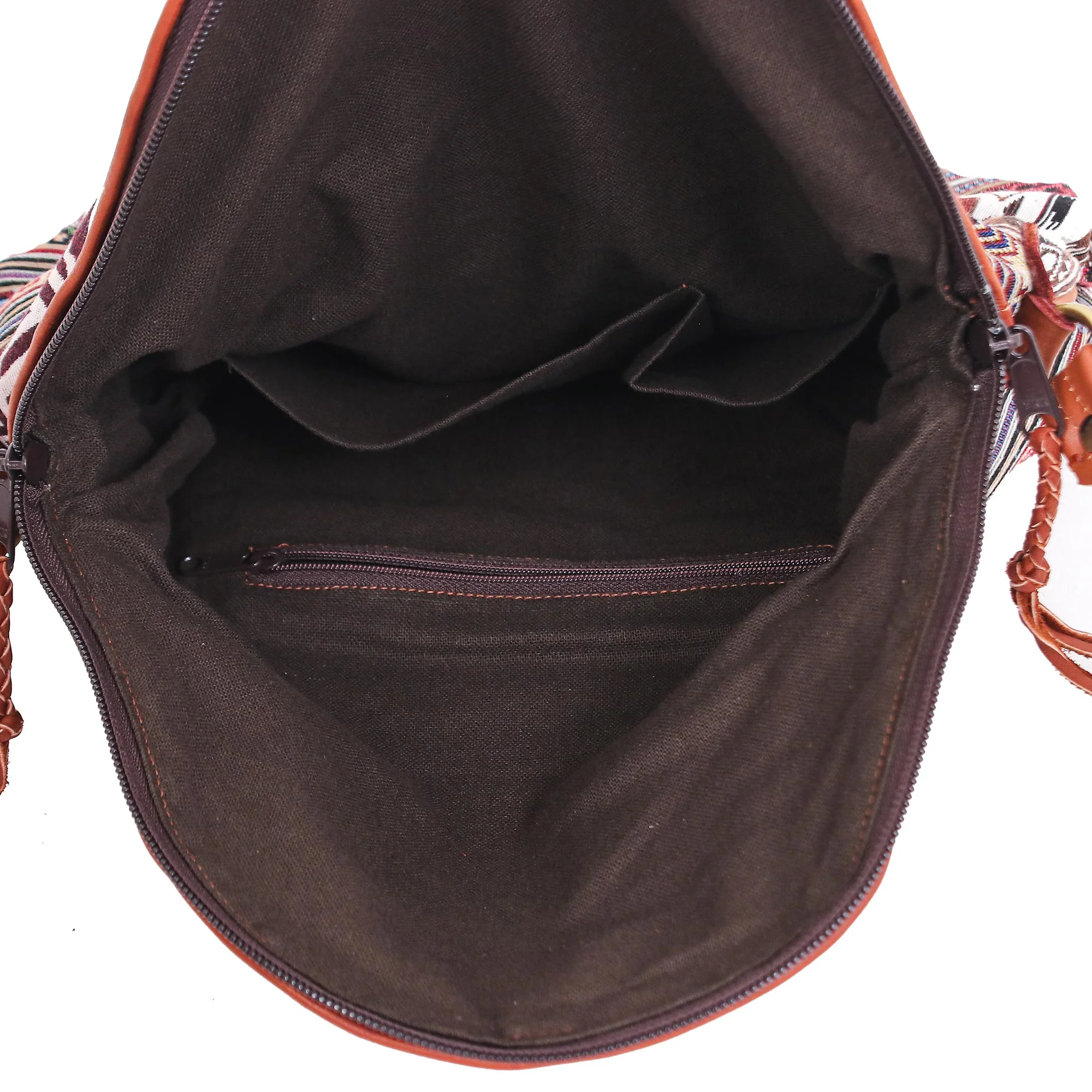 Casual Lanna in Red Leather Accented Cotton Patchwork Sling Bag - Image 5