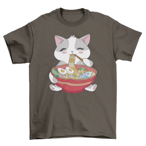 Cat Eating Ramen T-Shirt - Image 6