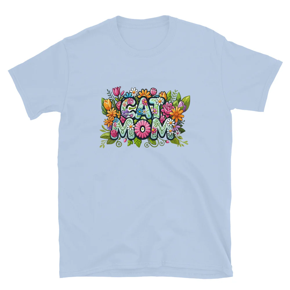 Cat Mom Flower Fun T-Shirt - Image 12