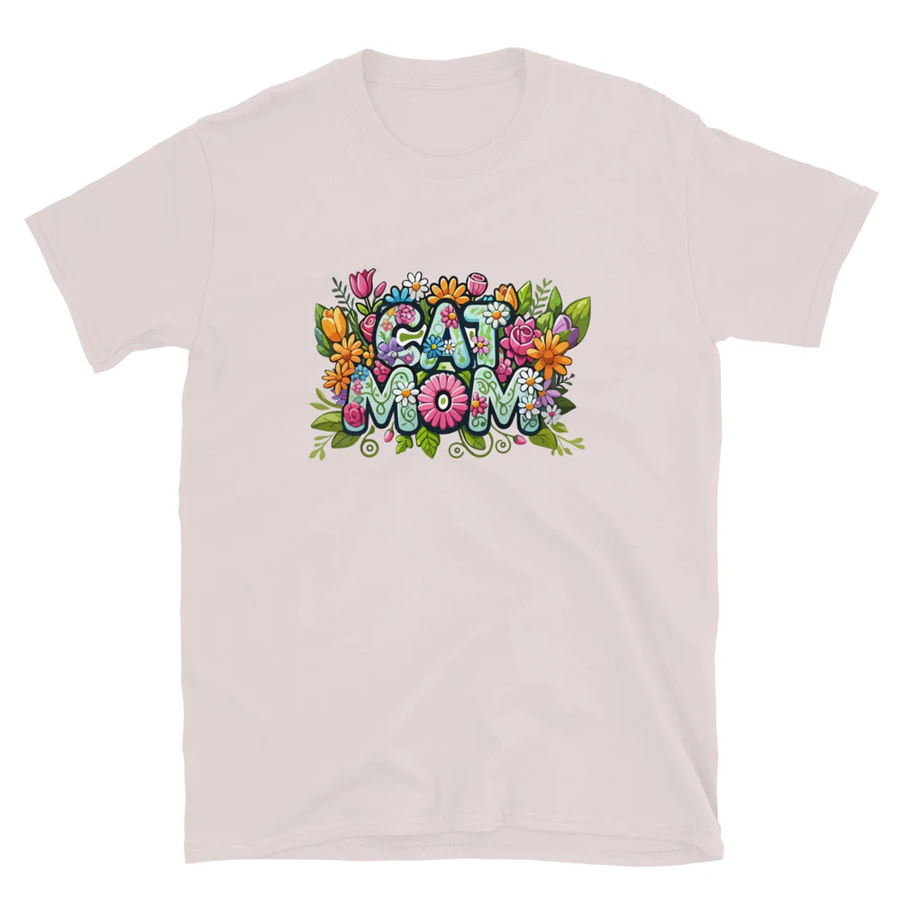 Cat Mom Flower Fun T-Shirt - Image 14