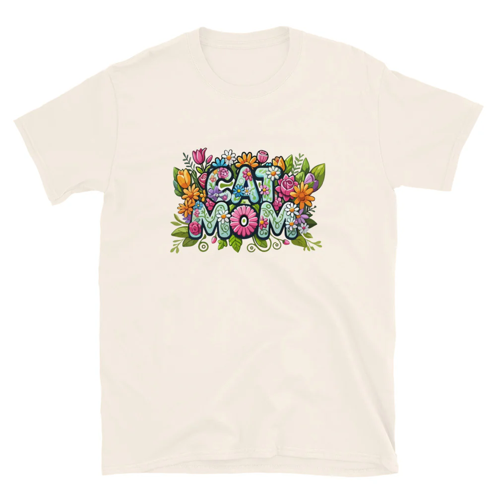 Cat Mom Flower Fun T-Shirt - Image 16