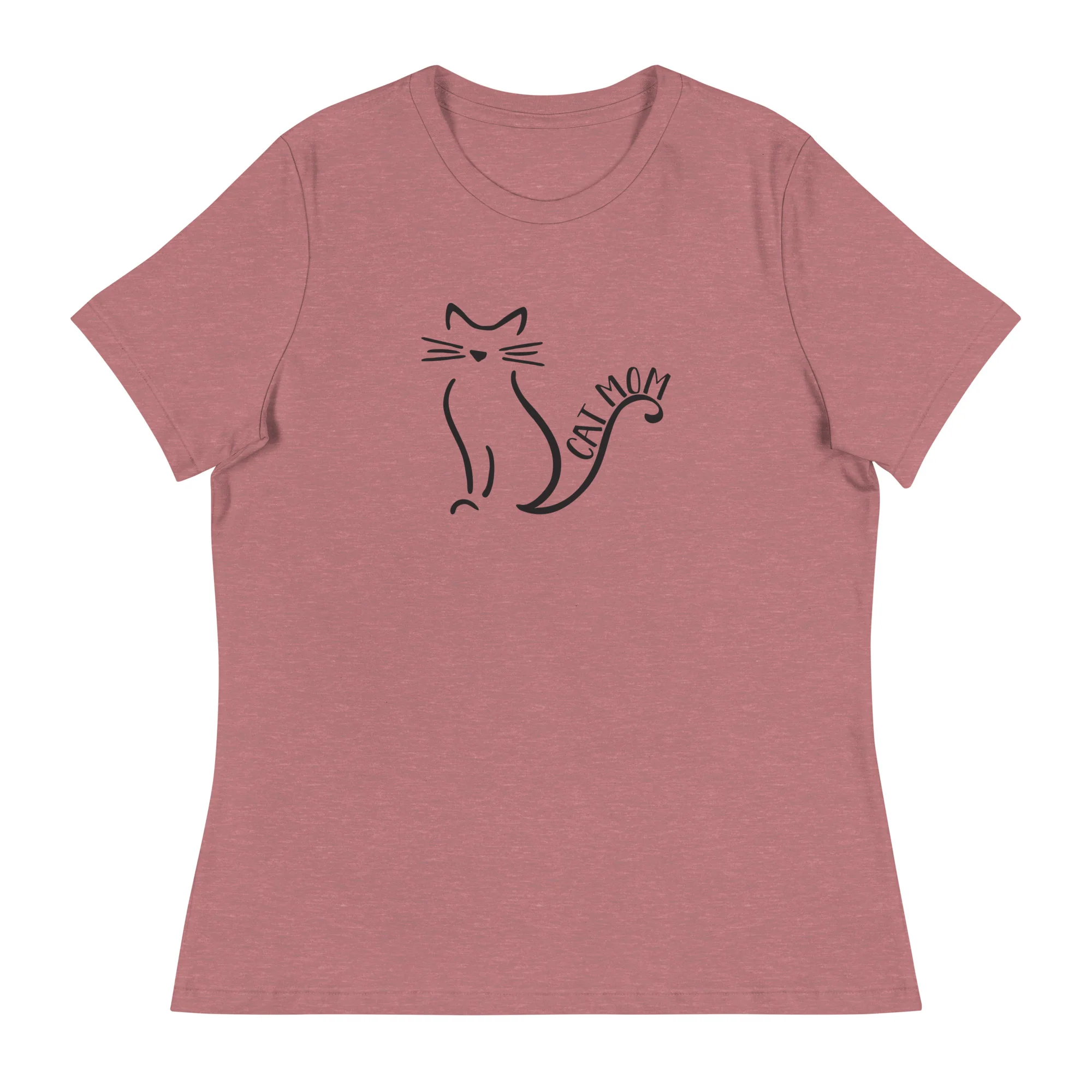 Cat Mom Outlined Women's Relaxed T-Shirt - Image 4