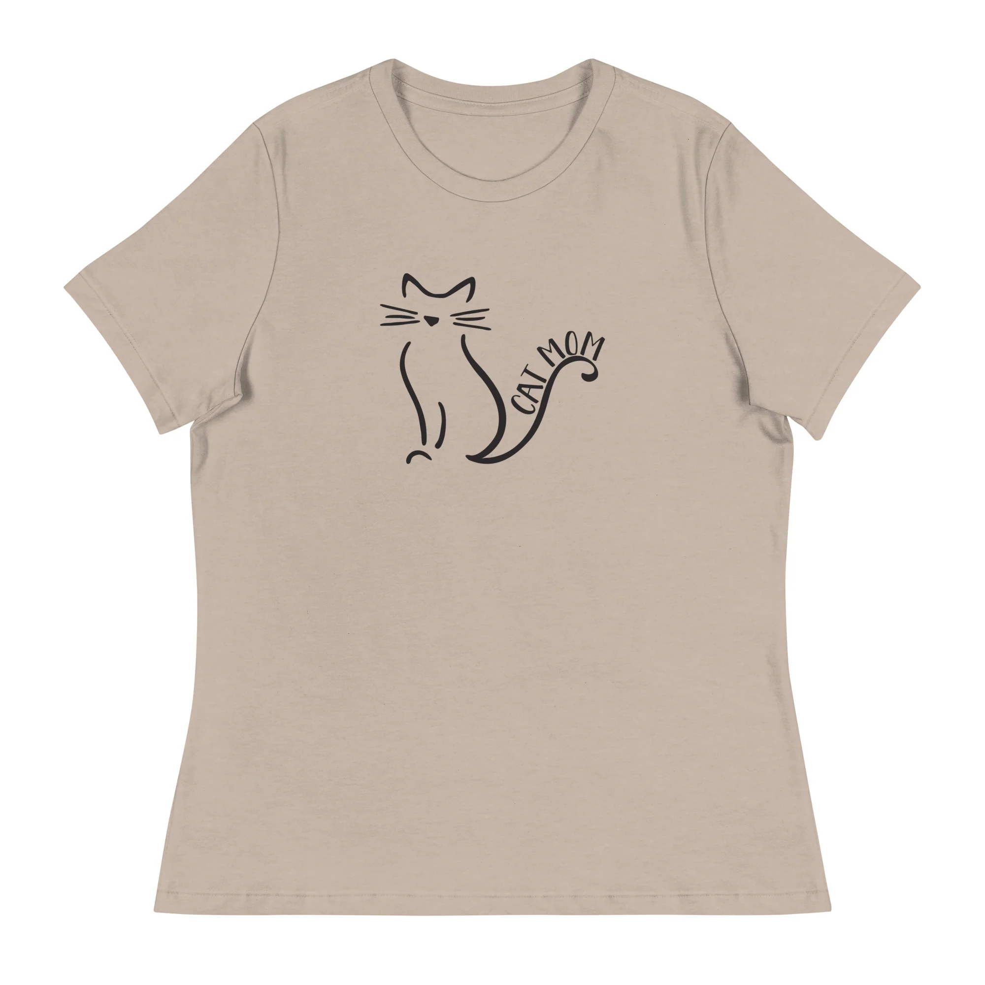 Cat Mom Outlined Women's Relaxed T-Shirt - Image 7