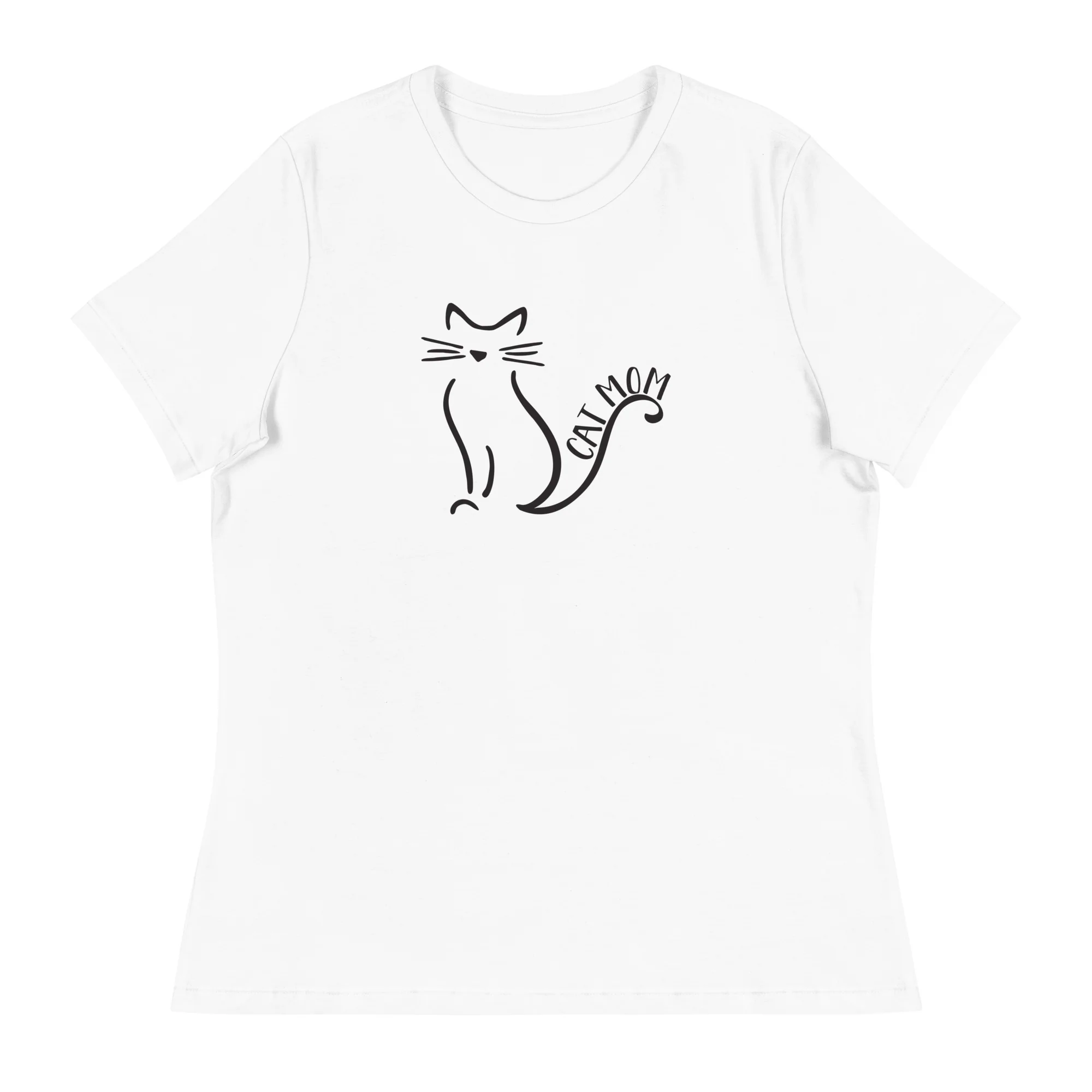 Cat Mom Outlined Women's Relaxed T-Shirt - Image 9