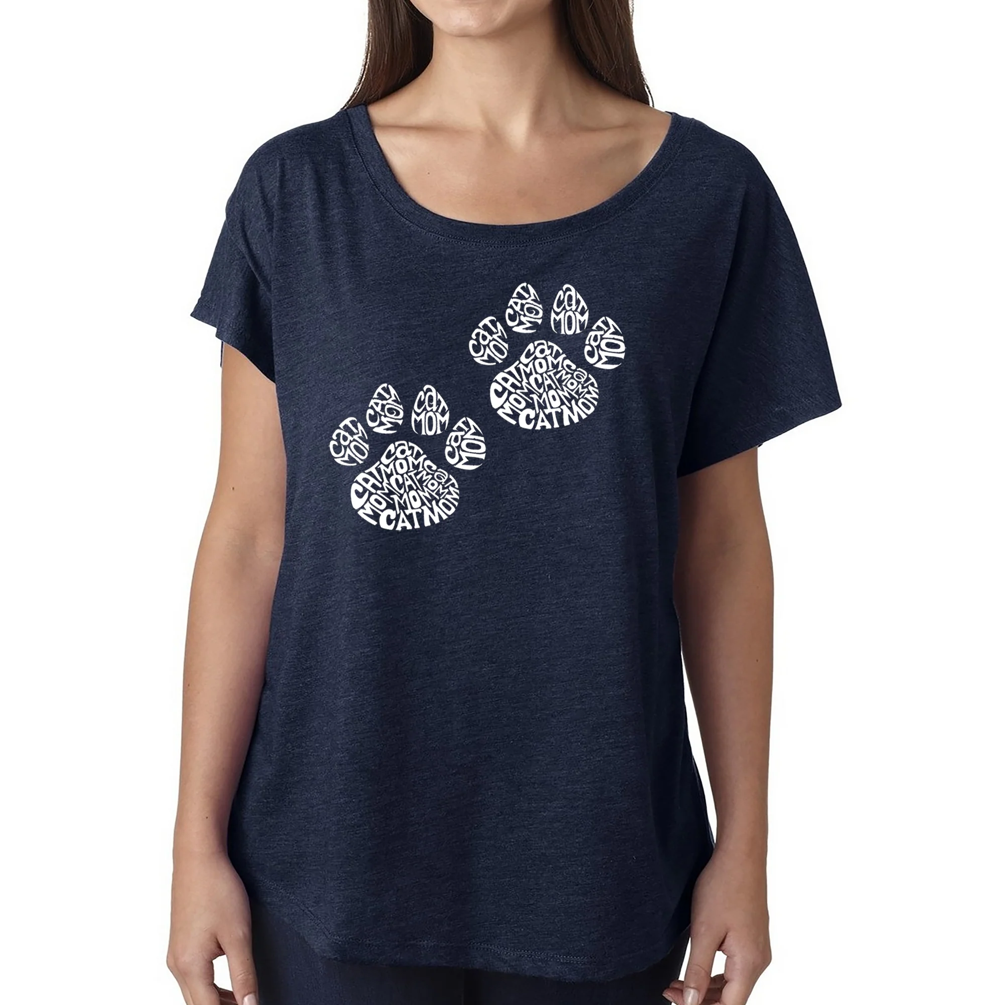Cat Mom  - Women's Loose Fit Dolman Cut Word Art Shirt - Image 2