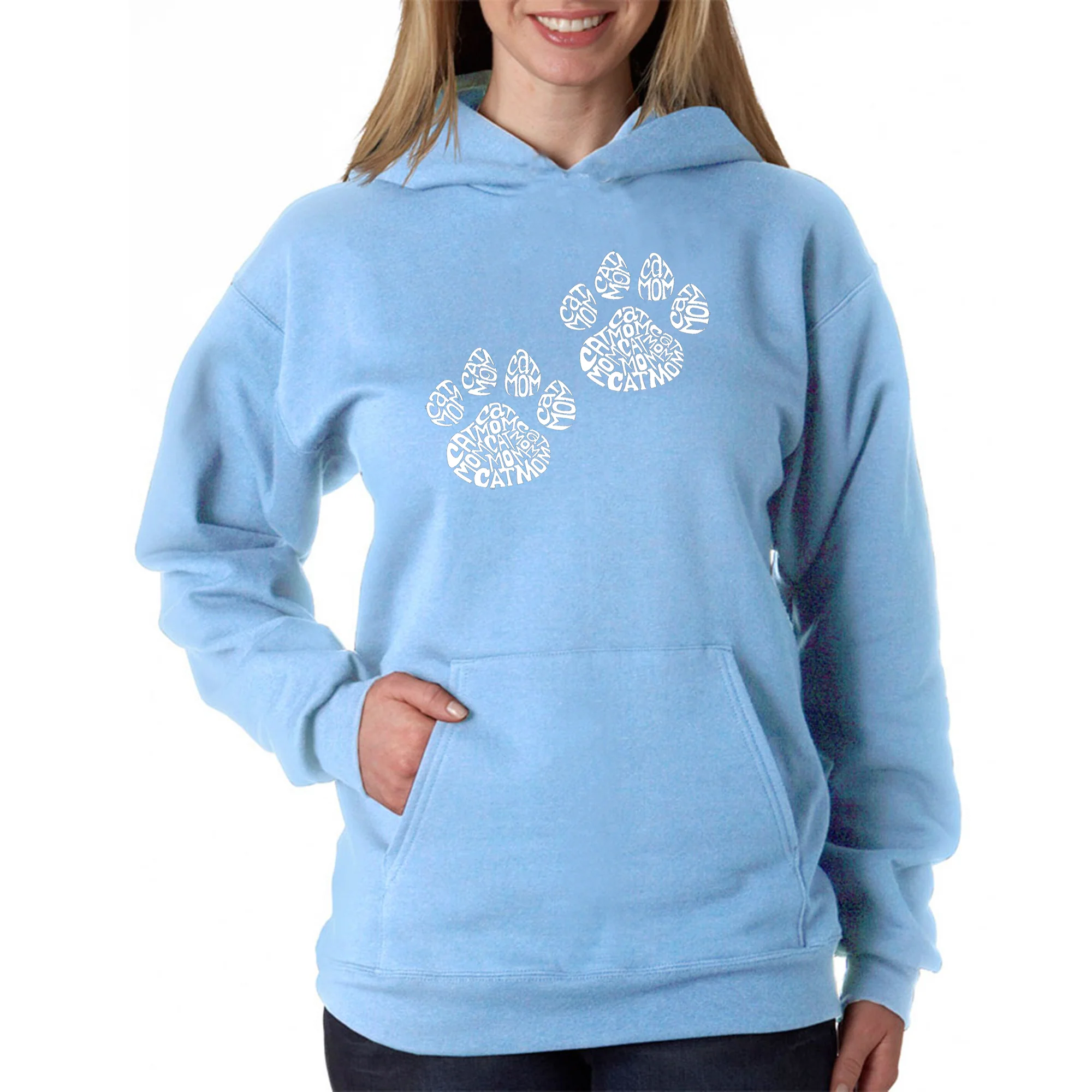 Cat Mom - Women's Word Art Hooded Sweatshirt - Image 2