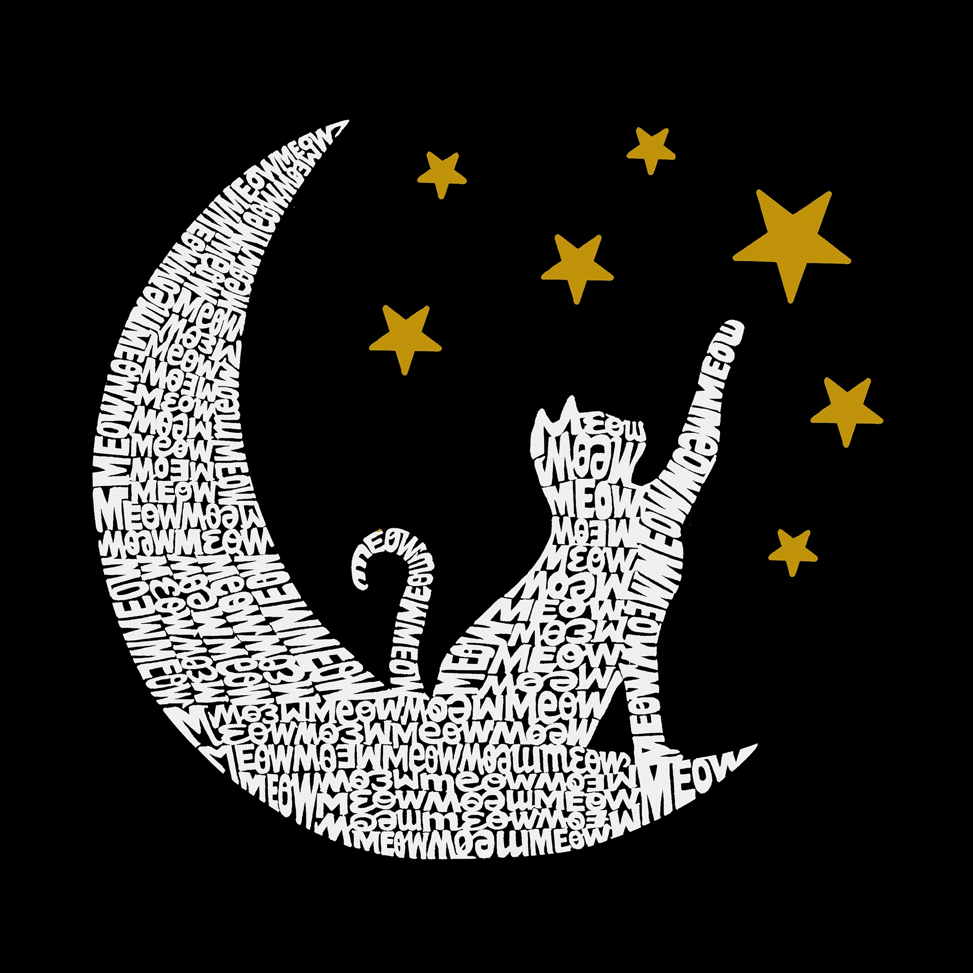Cat Moon - Women's Word Art T-Shirt - Image 2