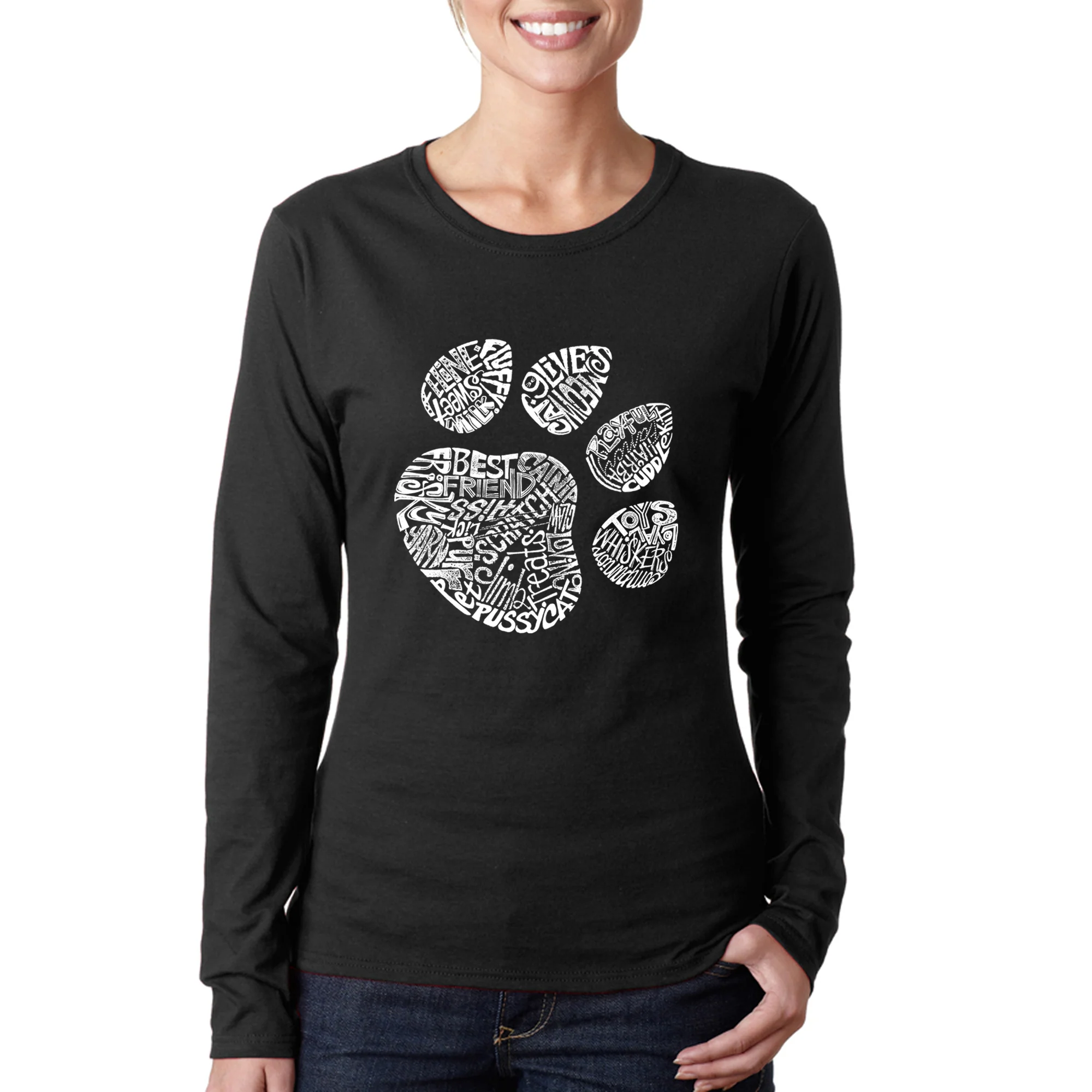 Cat Paw - Women's Word Art Long Sleeve T-Shirt