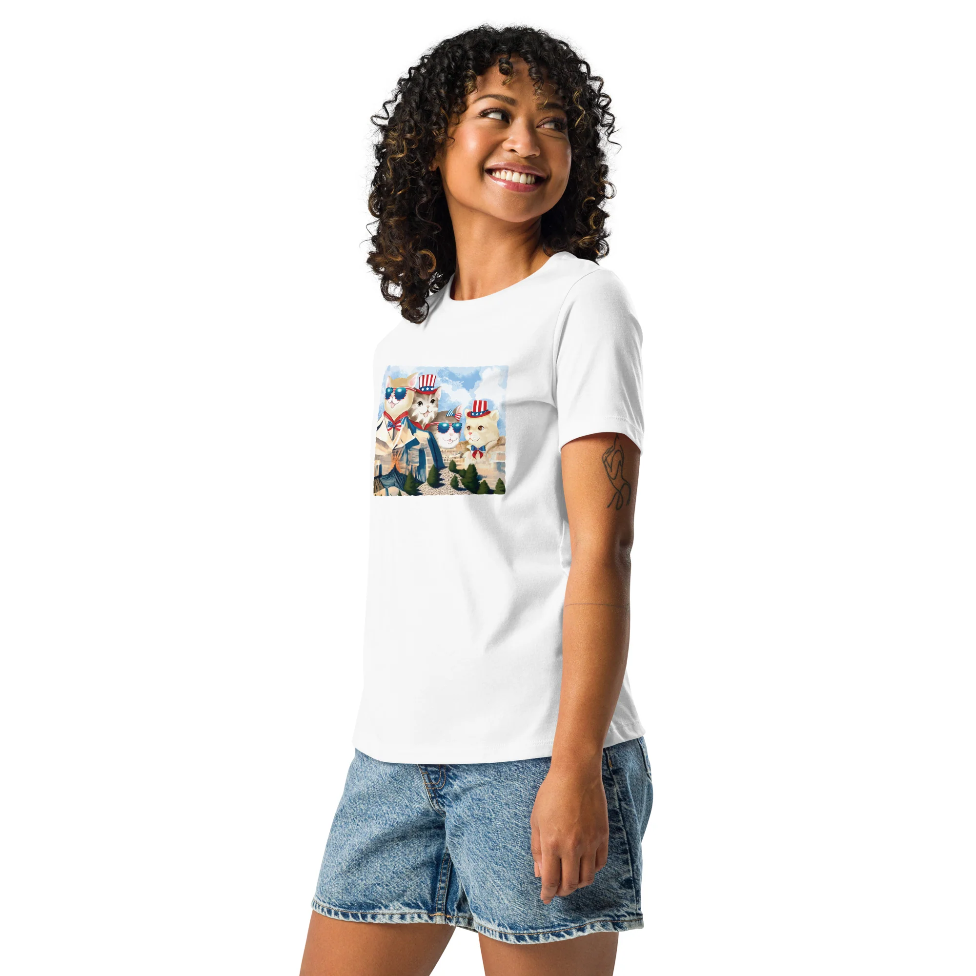 Cat Rushmore Women's Relaxed T-Shirt - Image 2