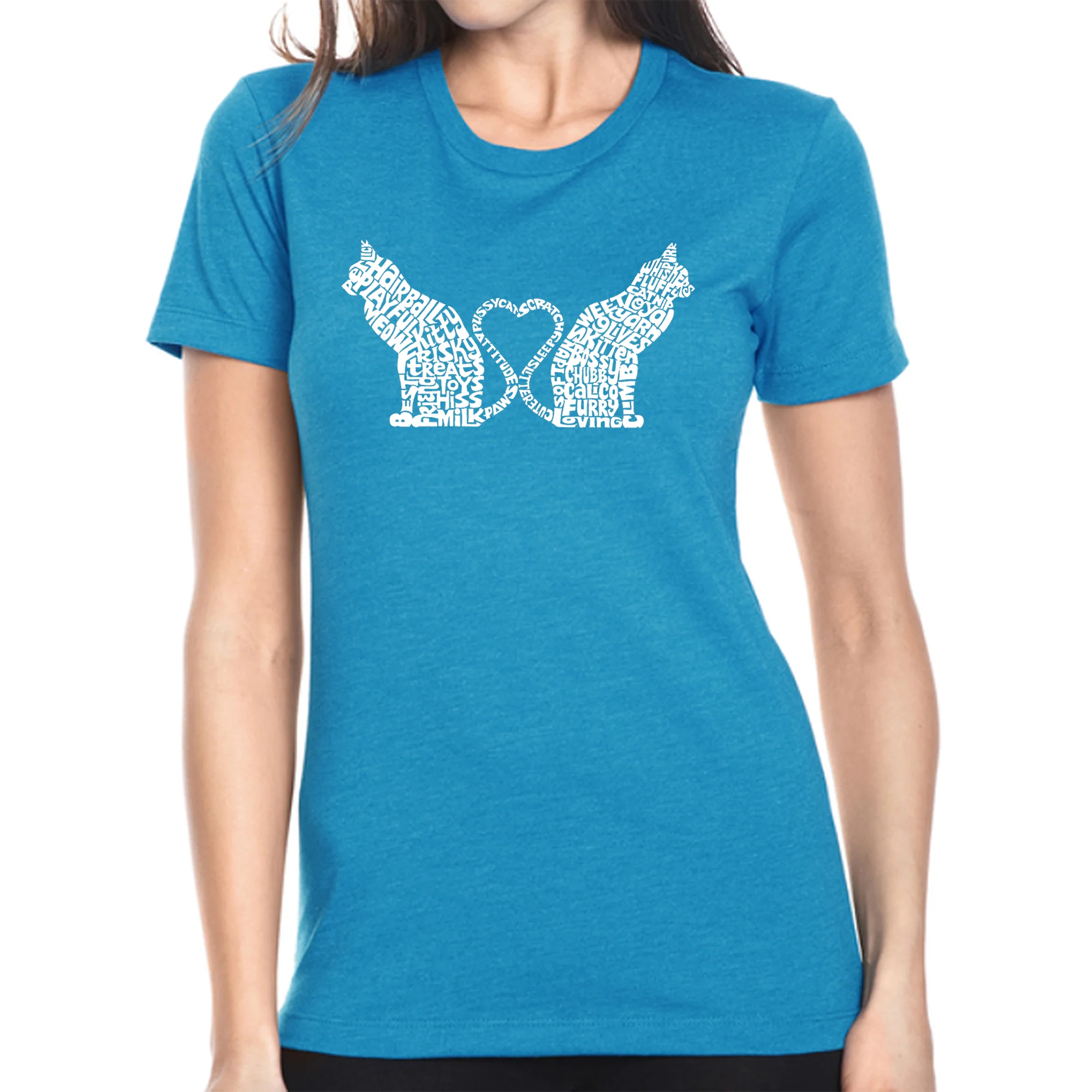 Cat Tail Hearts - Women's Premium Blend Word Art T-Shirt - Image 3