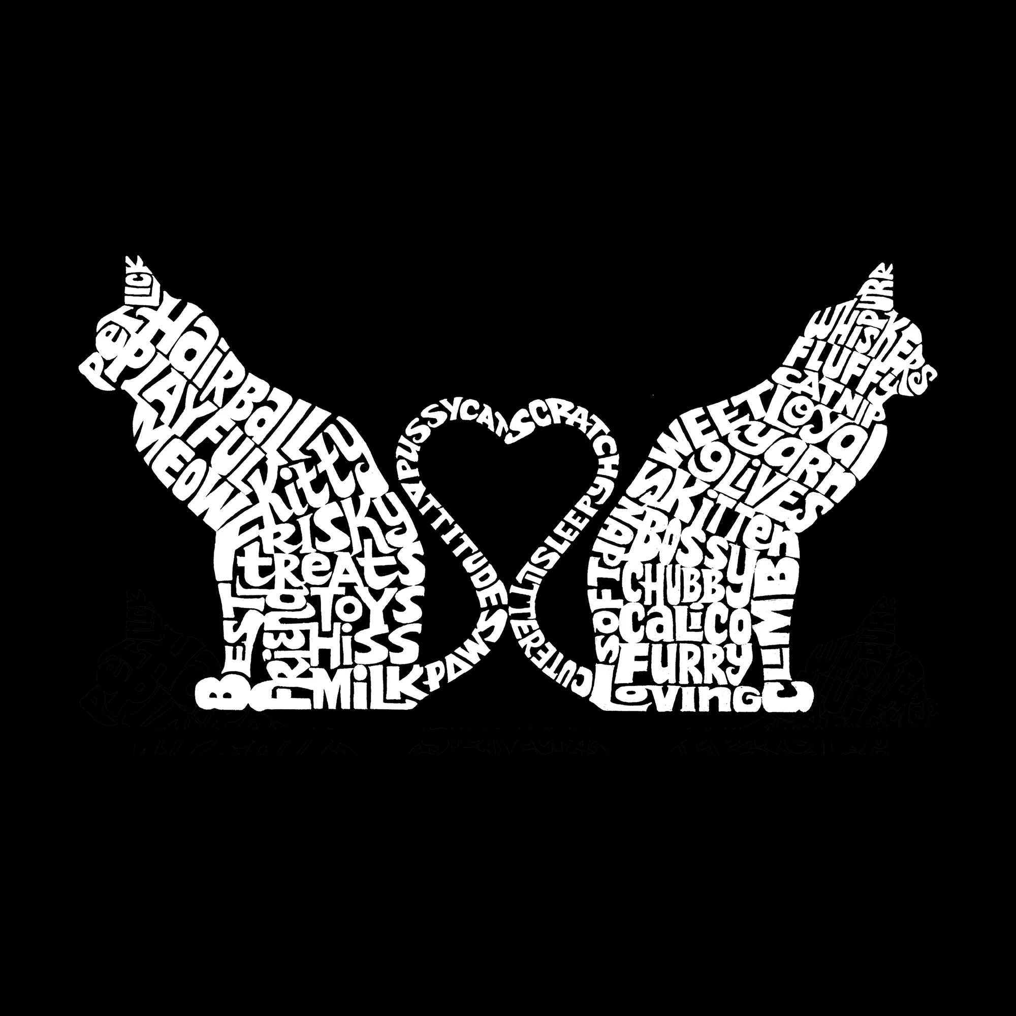 Cat Tail Hearts - Women's Word Art T-Shirt - Image 2