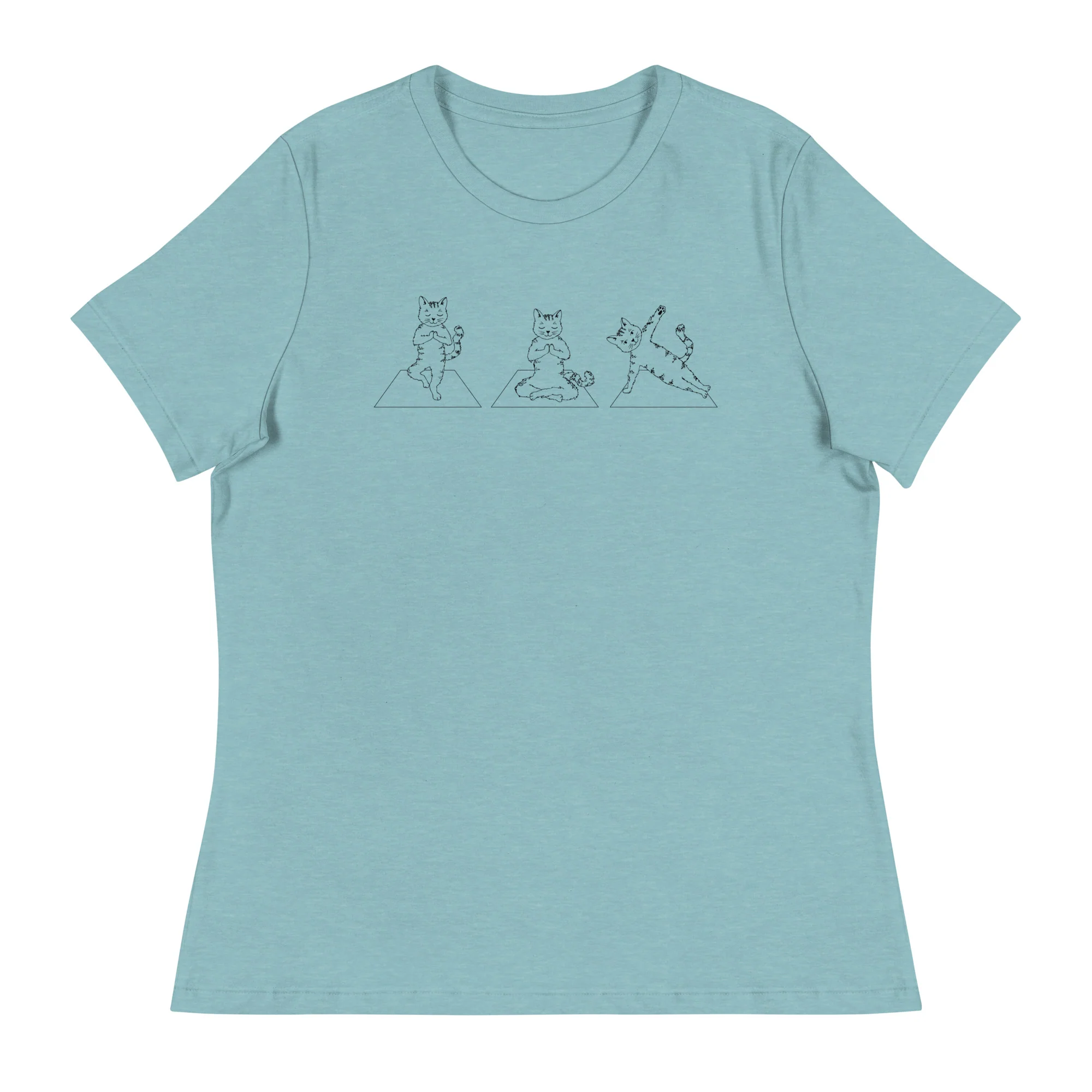 Cat Yoga Pose Relaxed T-Shirt - Image 2