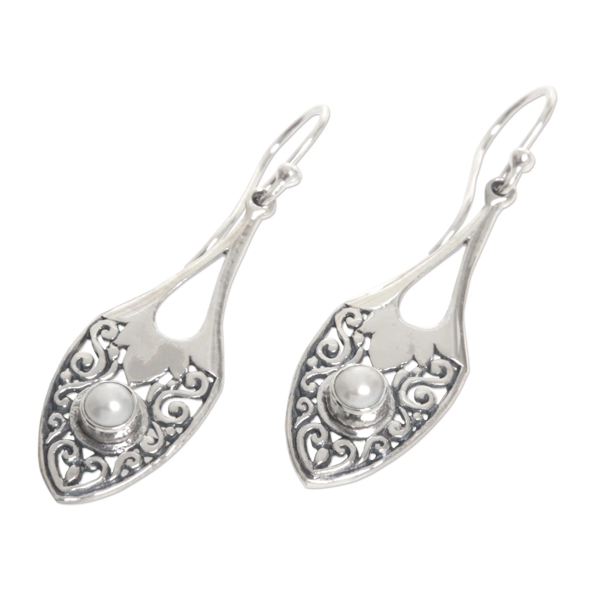 Catch the Moon Sterling Silver Cultured Pearl Dangle Earrings Indonesia - Image 5
