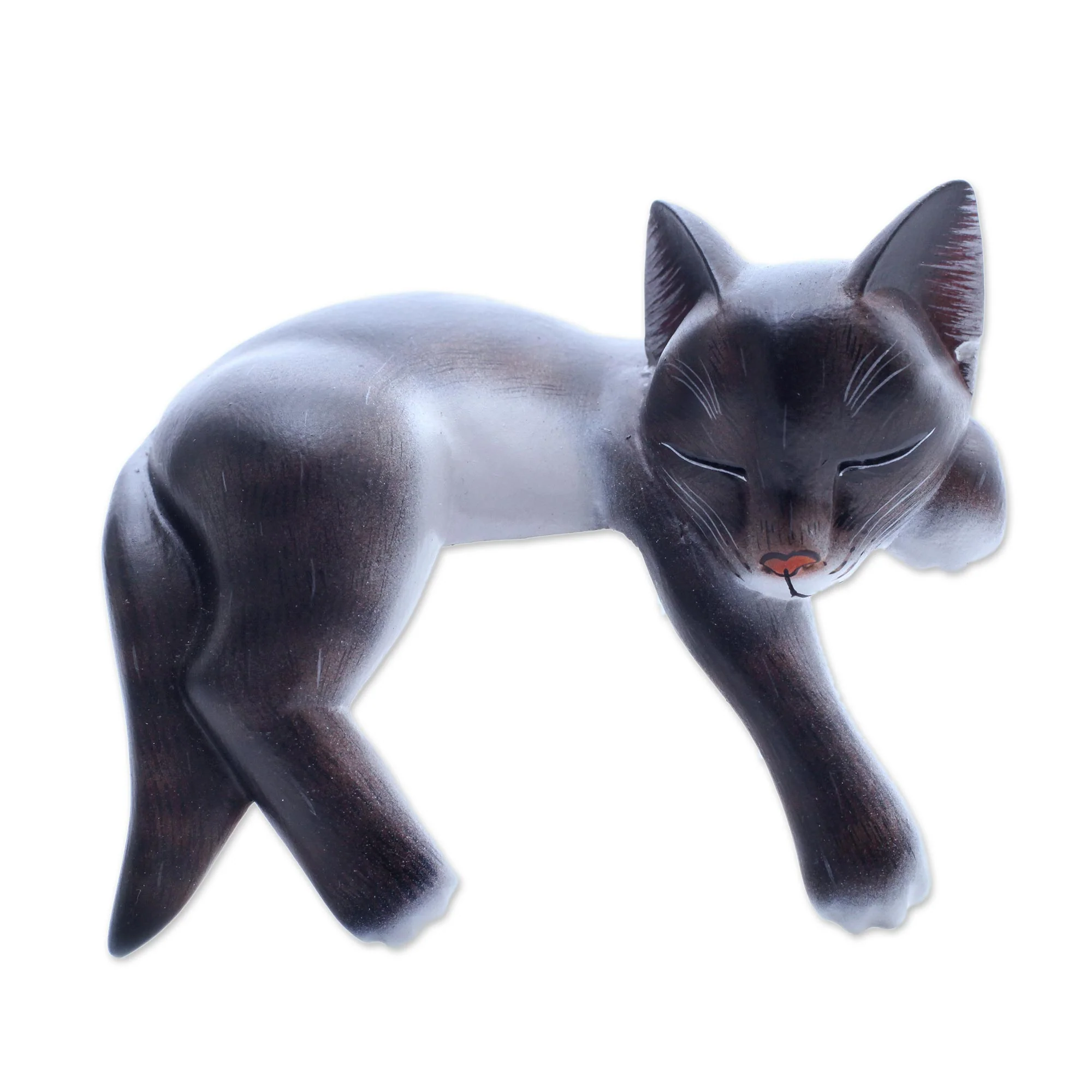Catnap Hand Crafted Dark Grey Sleeping Kitty Cat Sculpture - Image 2