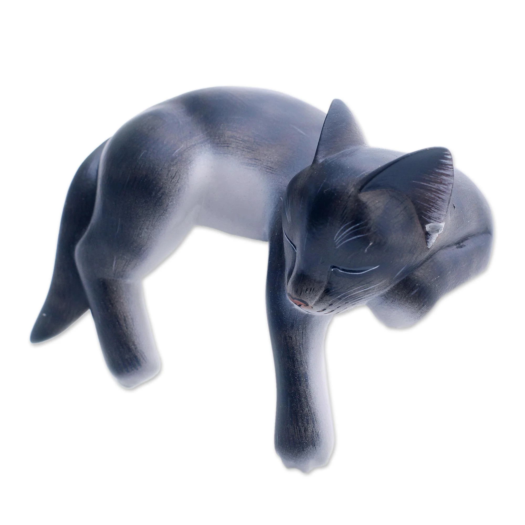 Catnap Hand Crafted Dark Grey Sleeping Kitty Cat Sculpture - Image 3