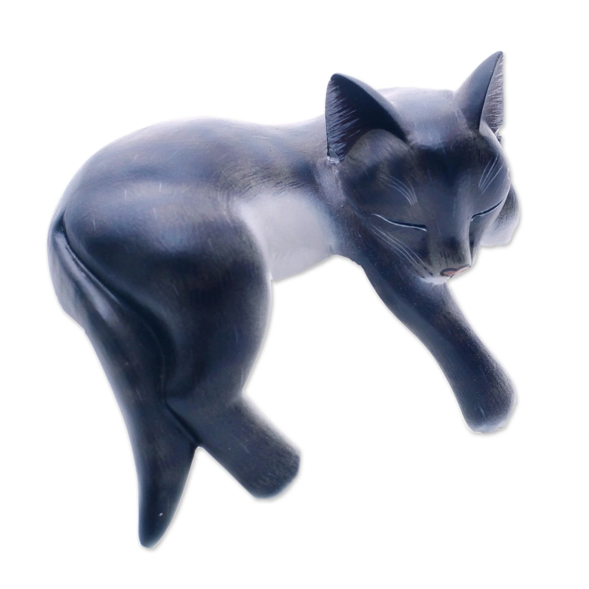 Catnap Hand Crafted Dark Grey Sleeping Kitty Cat Sculpture - Image 4