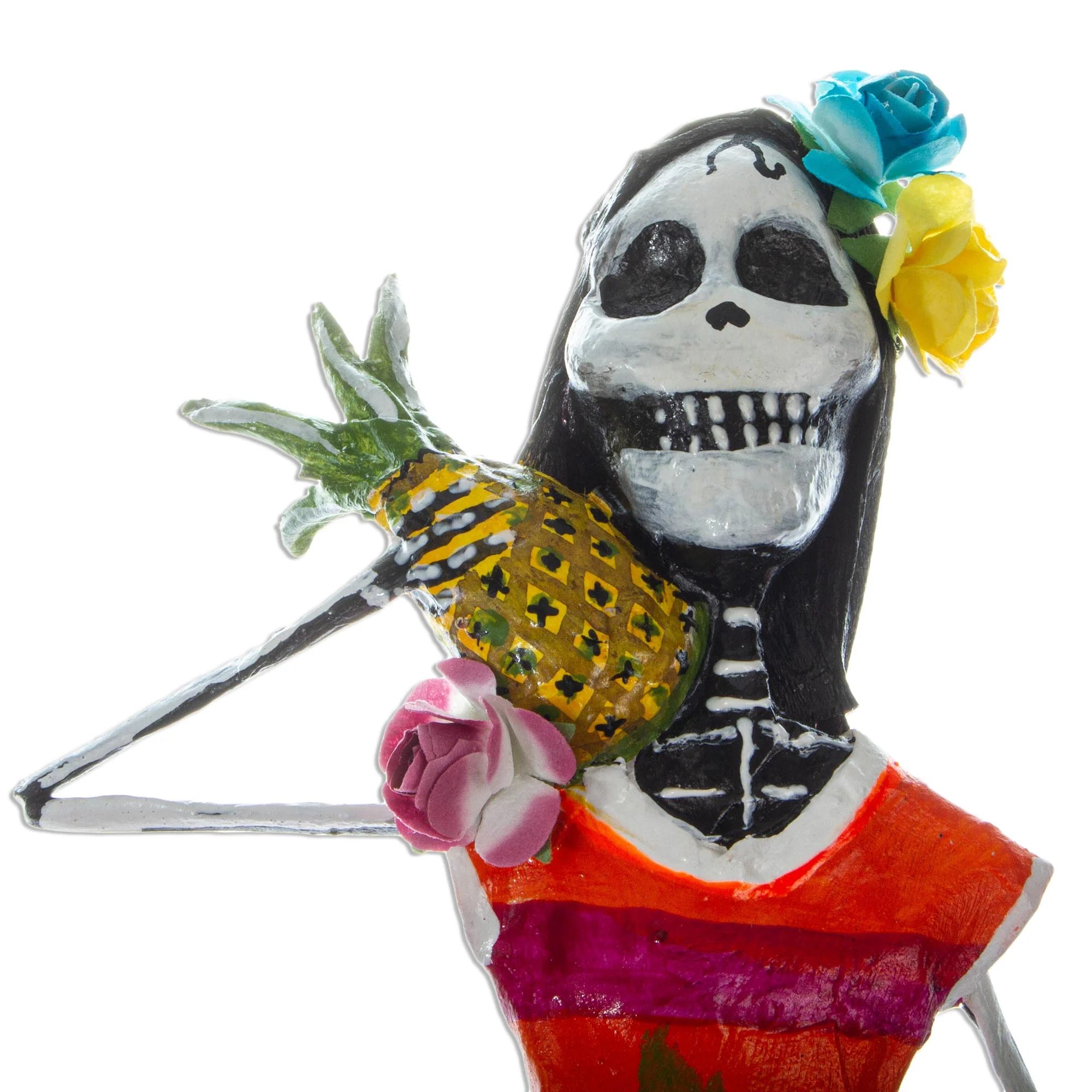 Catrina with Pineapple Day of the Dead Catrina Papier Mache Statuette - Image 4
