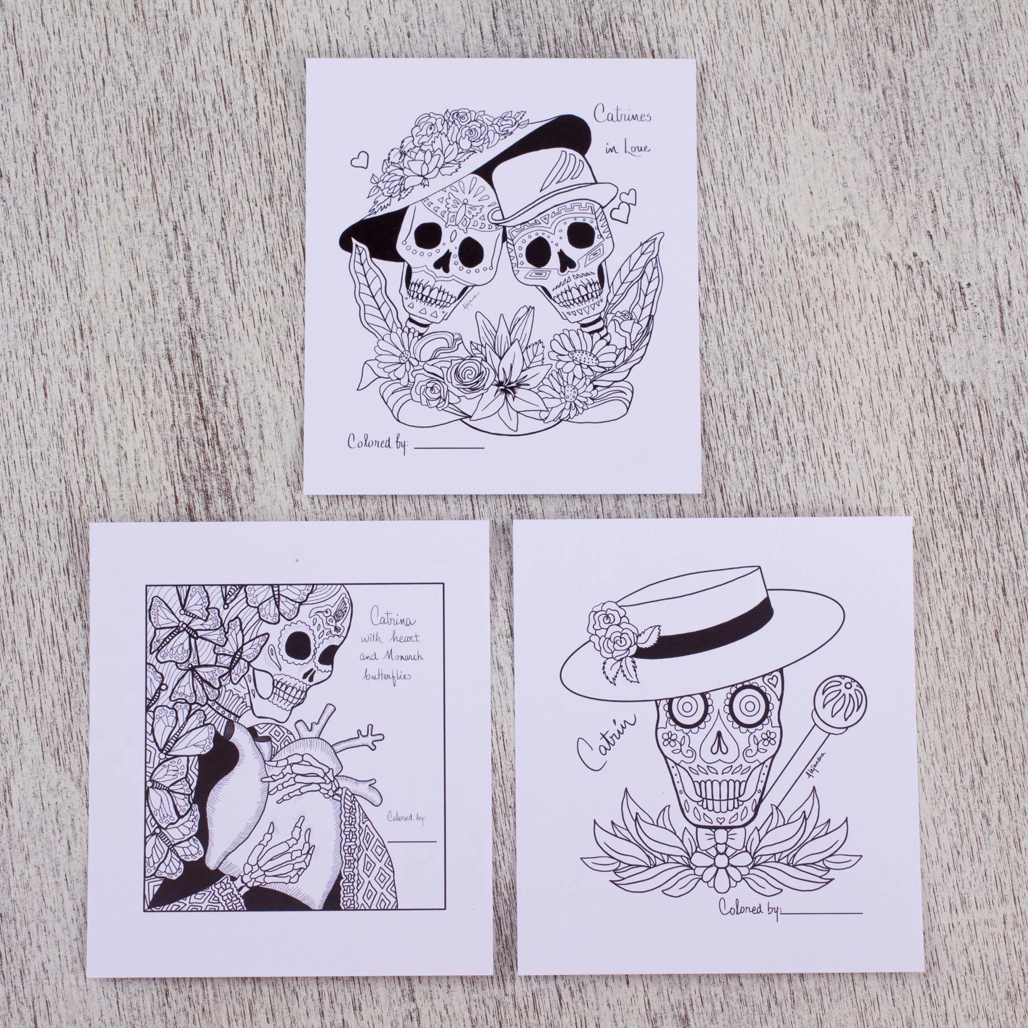 Catrinas of Mexico Day of the Dead Adult Coloring Cards from Mexico (Set of 10) - Image 4